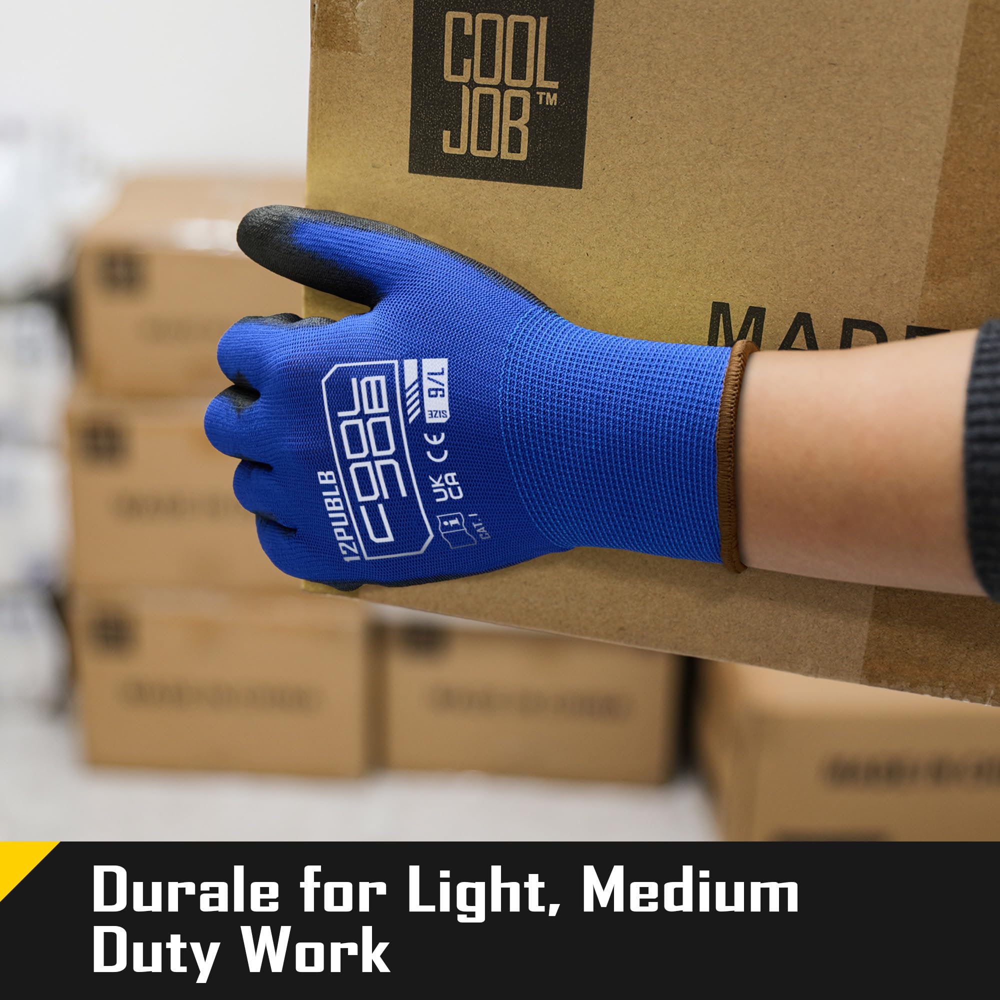 COOLJOB 12 works Safety Work Gloves Pack Bulk with Grip PU Coating - Image 3