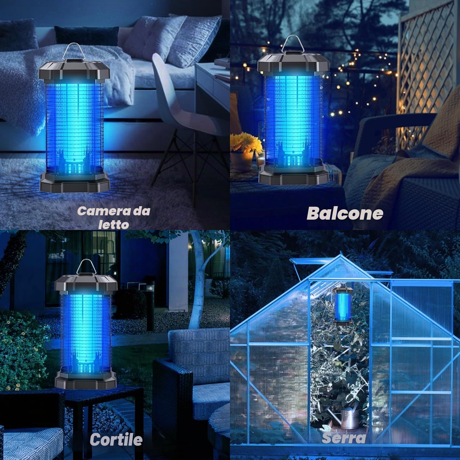GIBOHOM Lampada Antizanzare, 4200V 18W UV Zanzariera Elettrica Efficace Portata 190 M², Lampada Zanzare Impermeabile IP44 Non Tossico Ecologico, Lampada Anti-zanzara per Interni, Esterni, Giardino