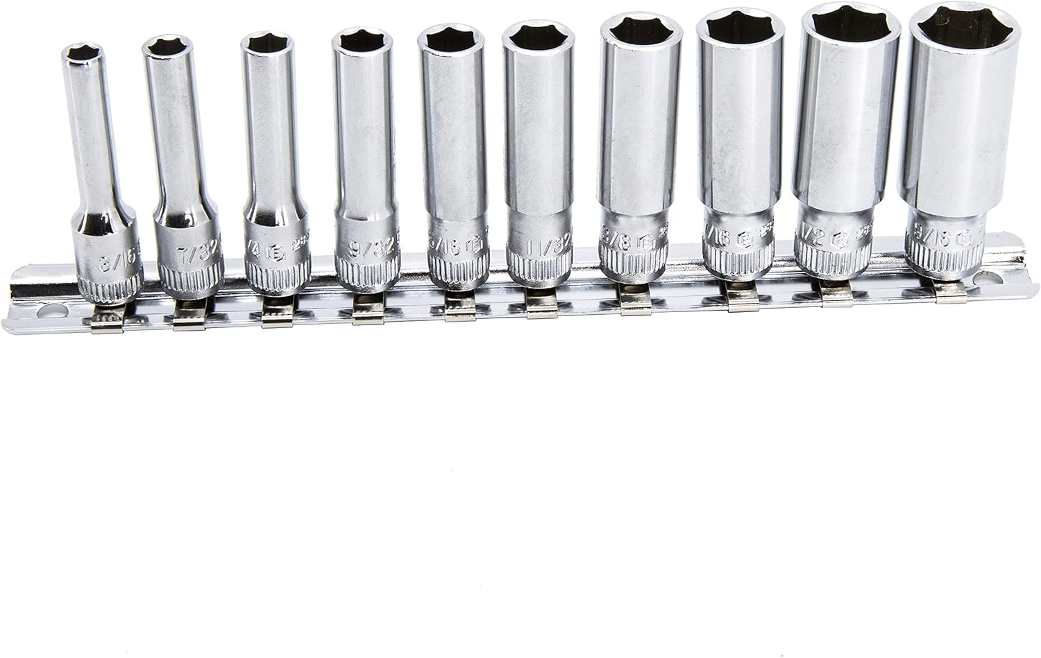 Genius Tools GD-210S 10 Piece 1/4" Dr. SAE Deep Hand Sockets Set