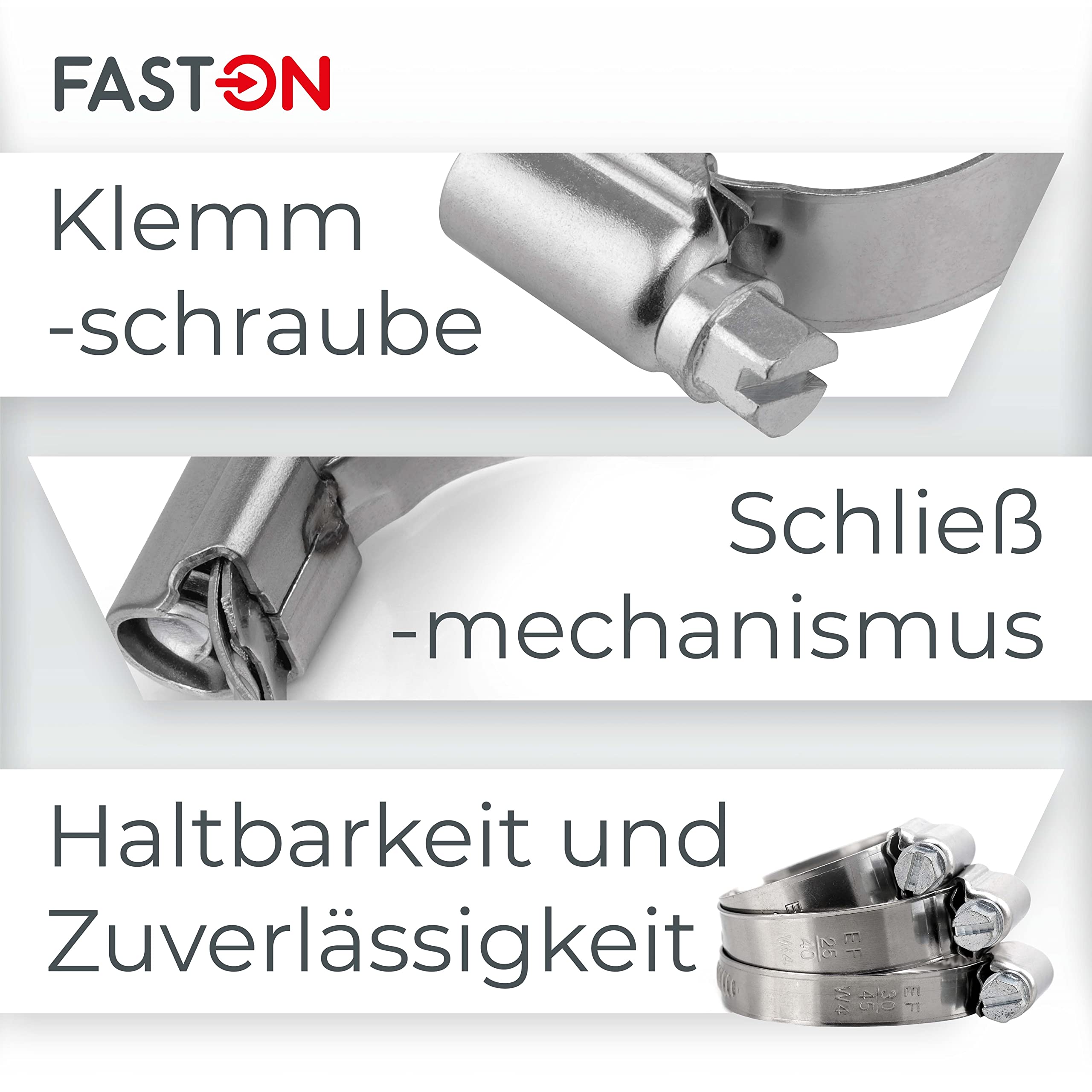 Schlauchschelle mit Schneckenantrieb 120-140/12mm Edelstahl A4 (20 Stück) Schlauchschellen Rohrschellen Schlauch FASTON®