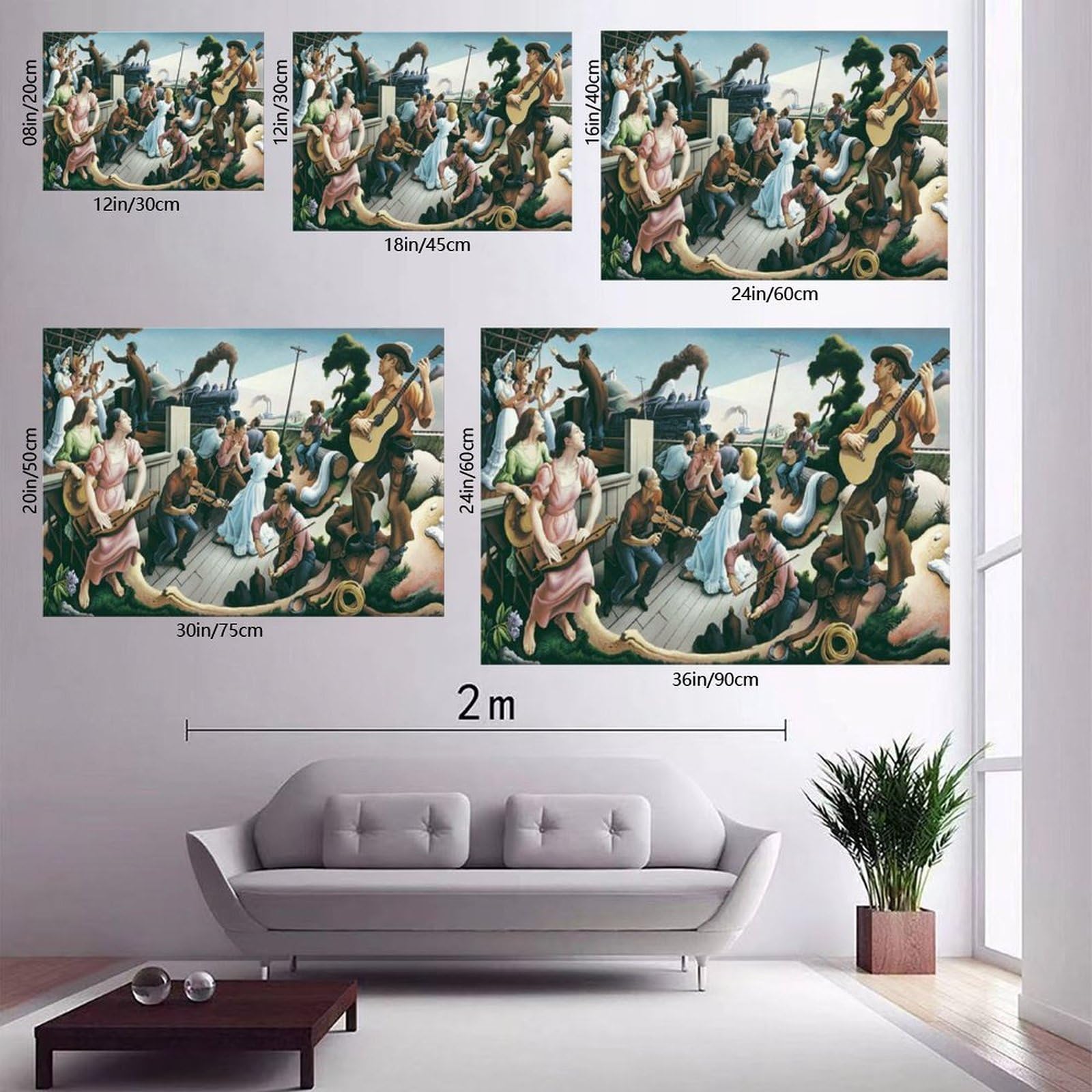 WCYB The Sources of Country Music di Thomas Hart Benton Stampe poster su tela Deco Dipinti Wall Art per ufficio soggiorno cornice 61 cm L x 91,4 cm W