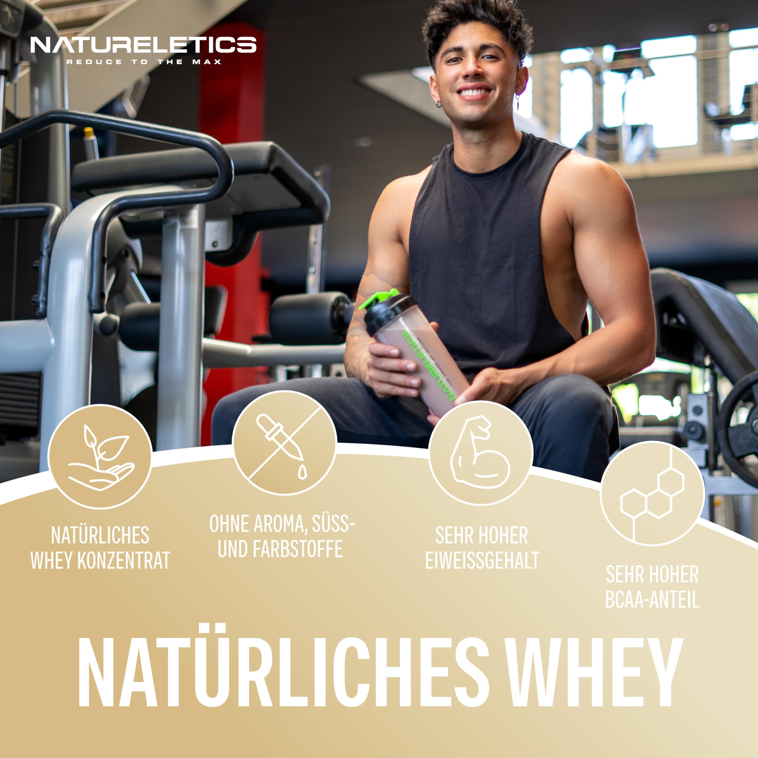 NATURELETICS VANILLE Whey Protein Ungesüßt ohne Süßstoffe und Zuckerzusatz Natürliches Premium Eiweißpulver, 1kg ohne Aspartam & Sucralose, Low Carb, Hoher BCAA-Anteil, Made in Germany