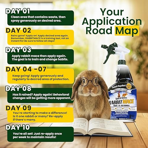 Miniatura 7 de Nature's Mace Conejo MACE, disuasorio para patio, repelente de conejos al aire libre, spray de conejo de menta, jardín, césped, mantiene a los