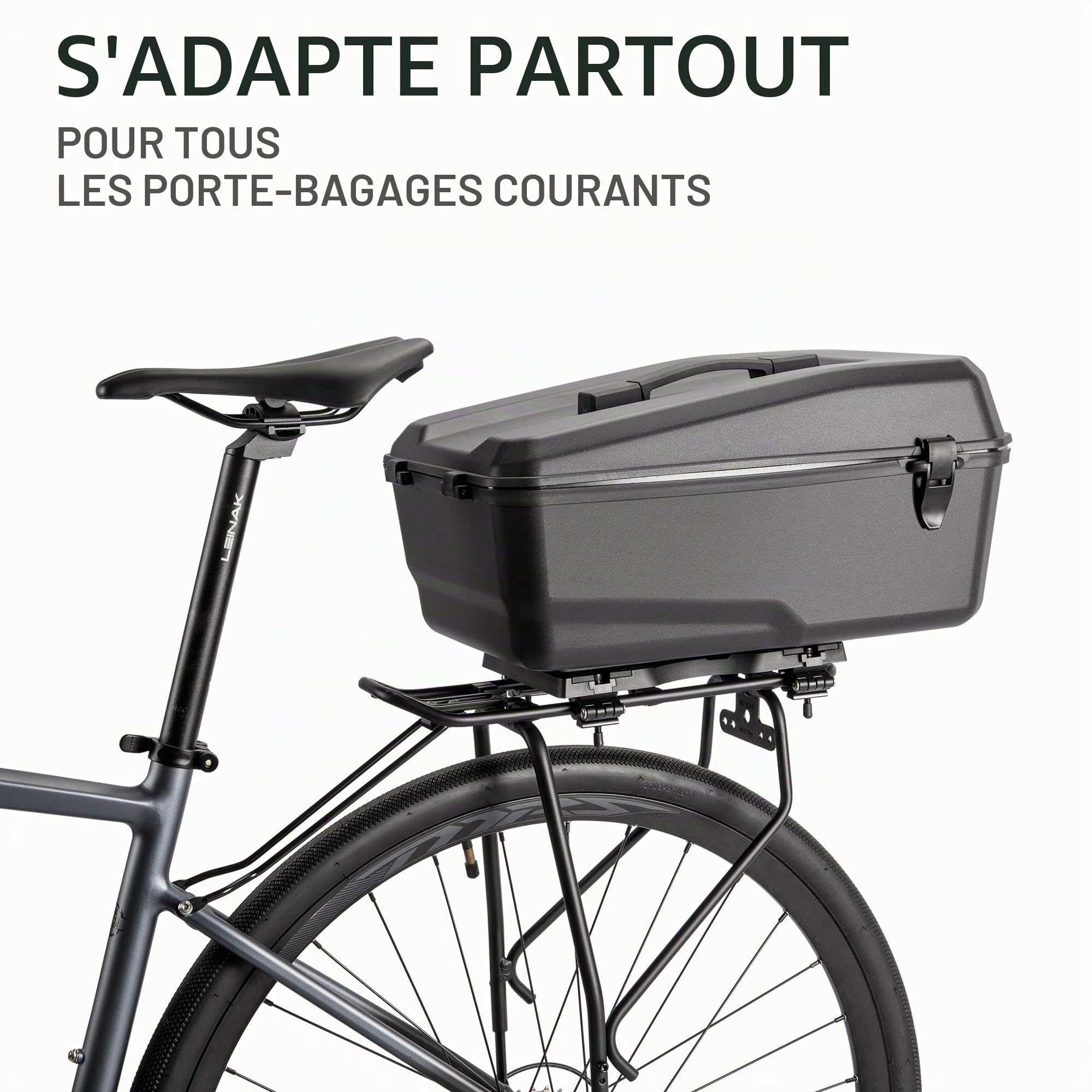Top Case de vélo avec Plaque d'adaptation – Boîte à vélo avec poignée – Verrouillable et étanche – Grande capacité