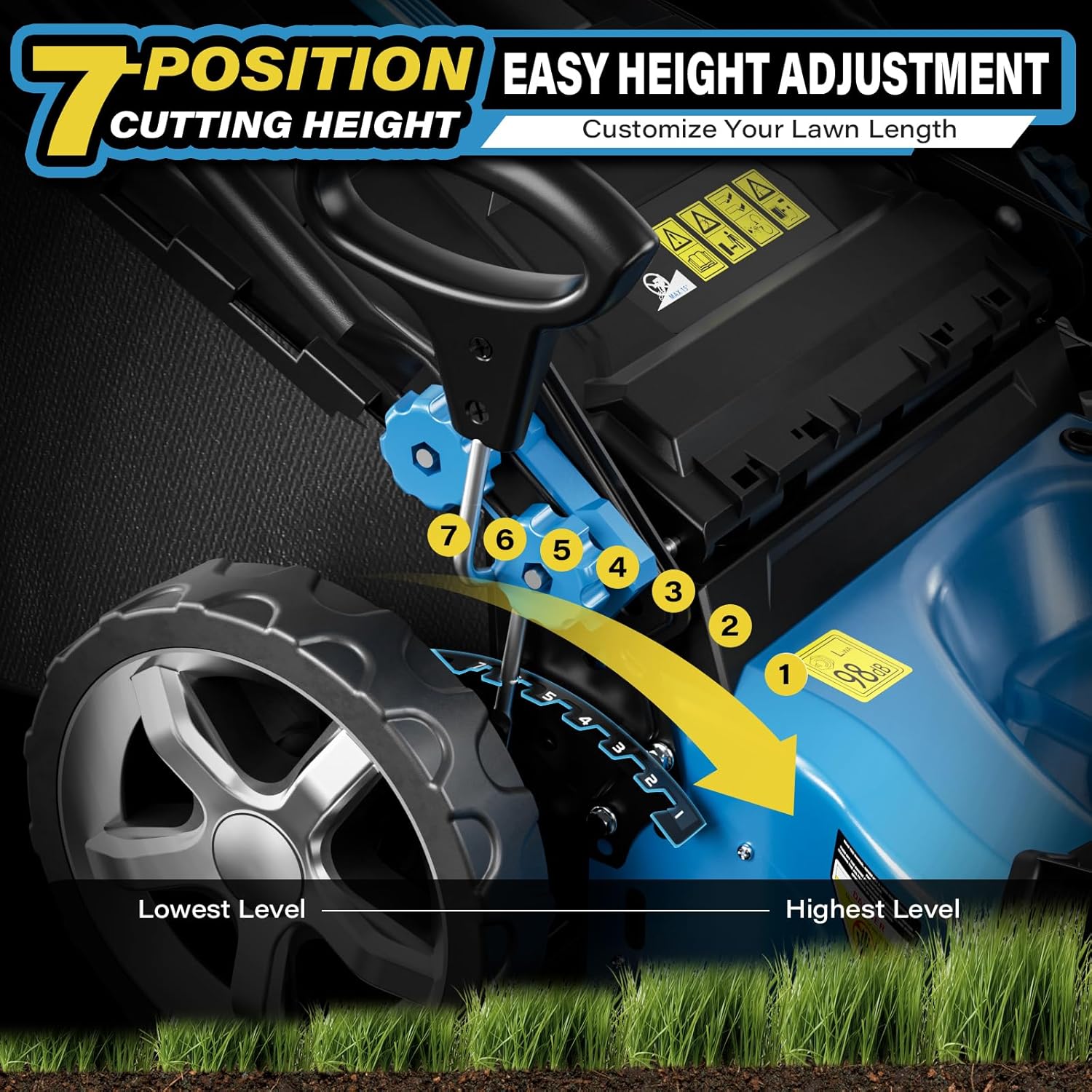 Professional Self-Propelled Gas Lawnmower, 21-Inch Cutting Deck, 201cc 4-Cycle Engine, 7 Levels Adjustable Cutting Height, 3-in-1 Functions (Bagging, Mulching and Side Discharge)