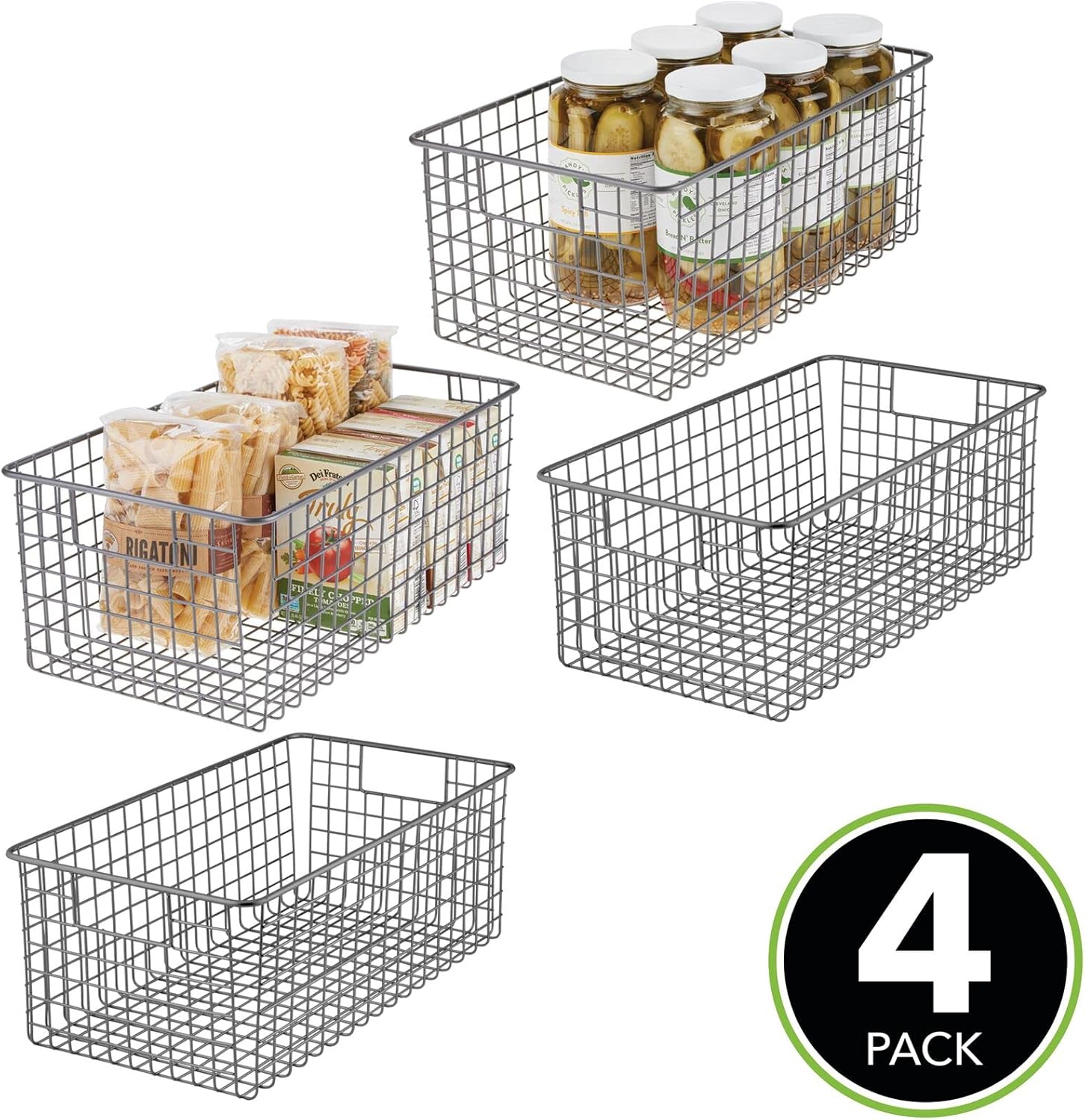 Featured Product mDesign Farmhouse Decor Metal Wire Food Organizer Storage Bin Basket with Handles for Kitchen Cabinets, Pantry, Bathroom, Laundry Room, Closets, Garage - 4 Pack - Graphite Gray Crazy Clearance mDesign Farmhouse Decor Metal Wire Food Organizer Storage Bin Basket with Handles for Kitchen Cabinets, Pantry, Bathroom, Laundry Room, Closets, Garage - 4 Pack - Graphite Gray