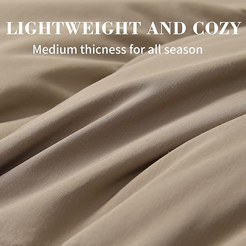 Miniatura 3 de L LOVSOUL - Edredón mullido, ultrasuave de microfibra peinada de alta calidad afelpada, (queen, 90 x 90 pulgadas, caqui)