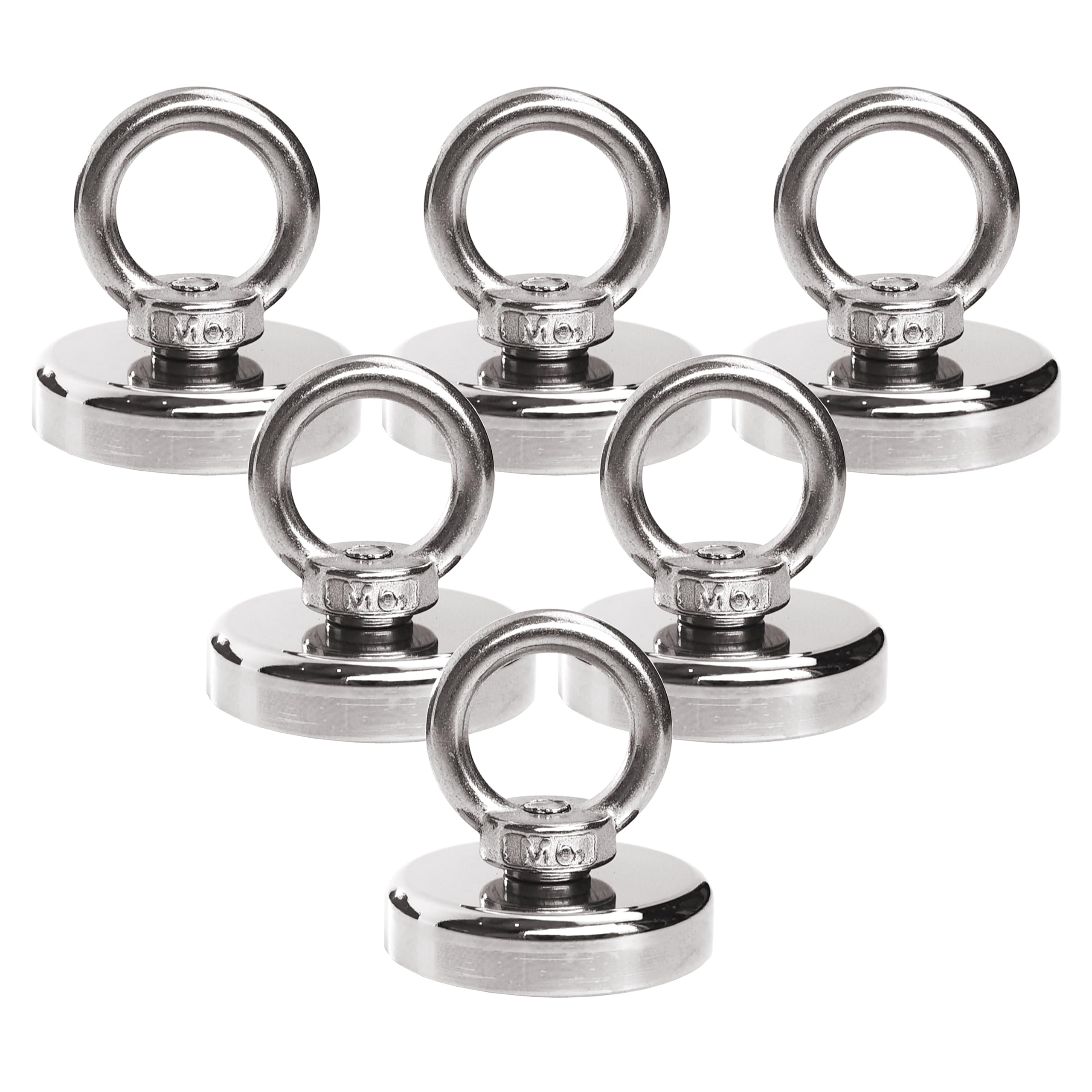 Magnetpro 55 kg Magnetic Hooks Super Strong Neodymium Magnetic Hooks with Counterunk Hole Eyebolt for Home Kitchen Workplace and Garage - Pack of 6