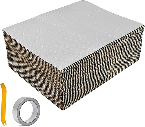ACROPIX Kit universal de almohadilla de amortiguación de calor de espuma de aluminio de 157mil 0.157 in 55sqft 15.7"x13" con cinta de aluminio y