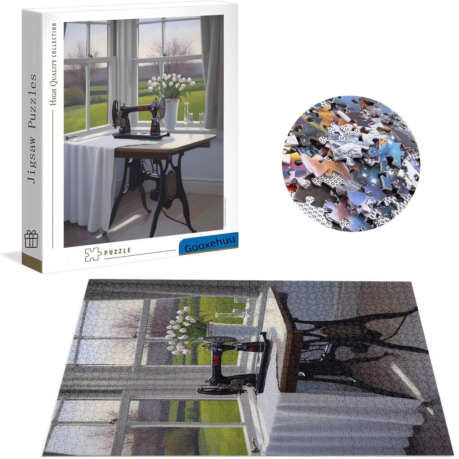 Puzzle 3000 elementów dla dorosłych puzzle dla dorosłych 3000 sztuk, puzzle kwiatowe, gry edukacyjne, drewniane puzzle, maszyna do szycia, gra puzzli, prezenty dla nastoletnich chłopców w wieku 14-16