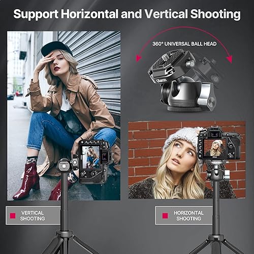 Miniatura 5 de ULANZI Trípode de cámara, MT-46 de aleación de aluminio para cámara con placa de liberación rápida F38, ajuste de 4 niveles, cabezal de bola 360 con