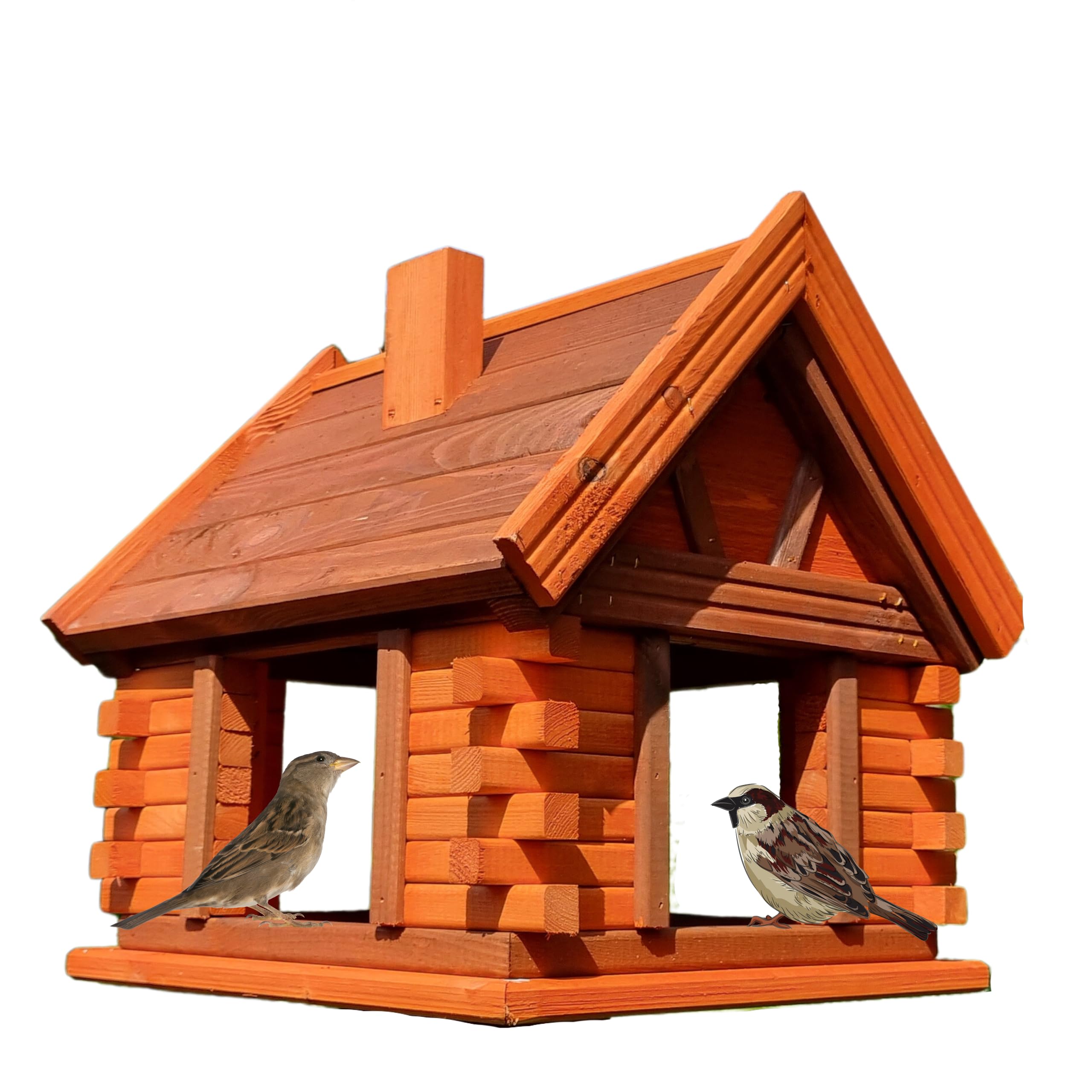 VOGELHAUS aus Holz Vogelhäuschen Vogelhäuser Vogelfutterhaus (Braun+Erle)