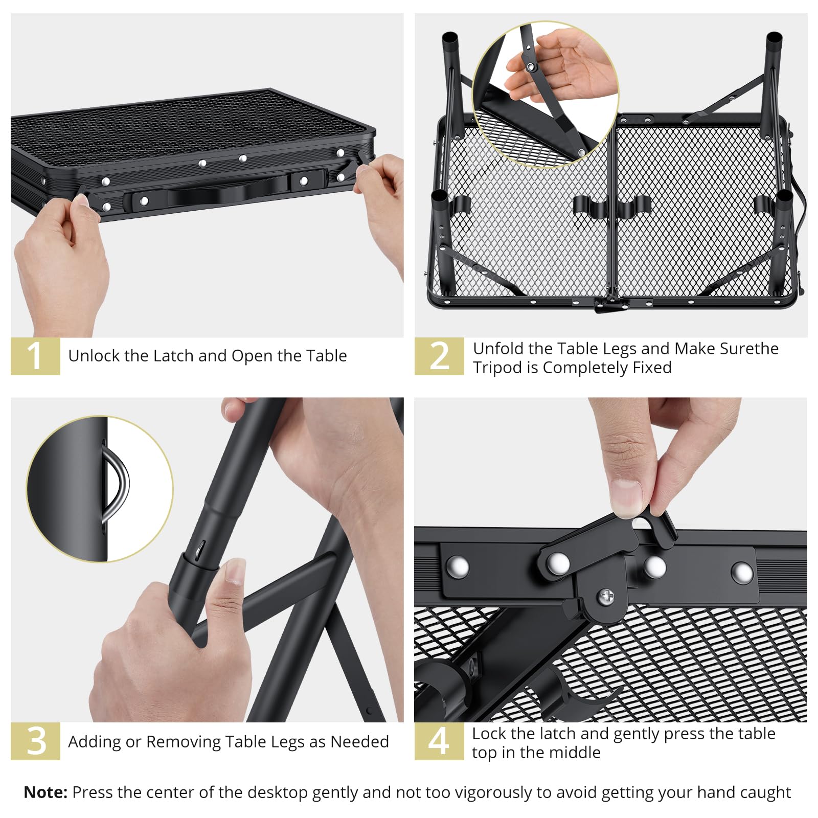 Mesa plegable para parrilla, mesa de campamento de aluminio con altura máxima de 27.5 pulgadas, mesa de picnic al aire libre, ligera, asa portátil para viajes, cocina, barbacoa, picnic, 22.8 x 8