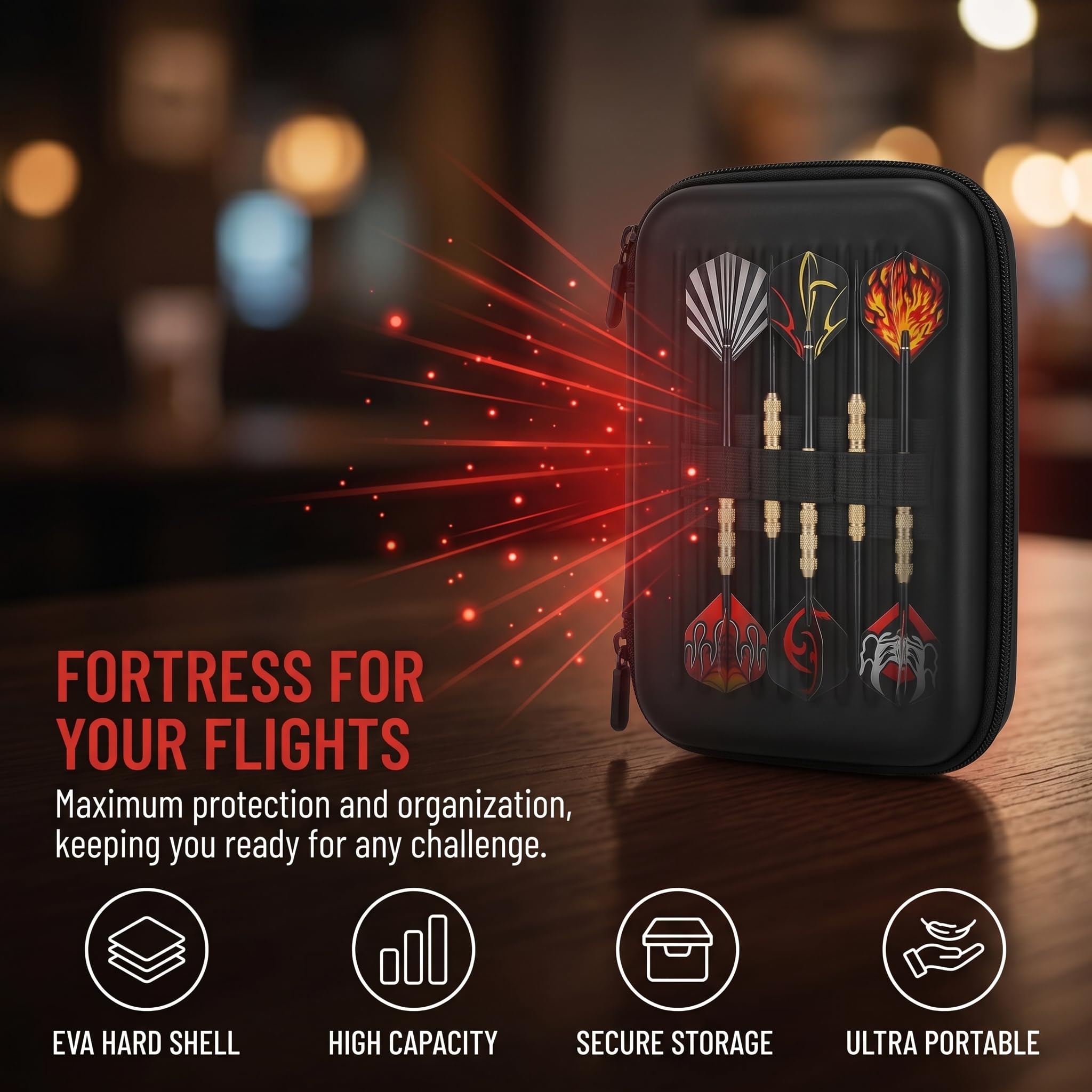 Estuche para Dardos EVA Rígido, Bolsa para Dardos con 2 Afiladores, Caja Protectora 6Dardos Punta Acero y Plástico, Funda Transporte para Dardo, Organizador para DardosPuntas Portátil