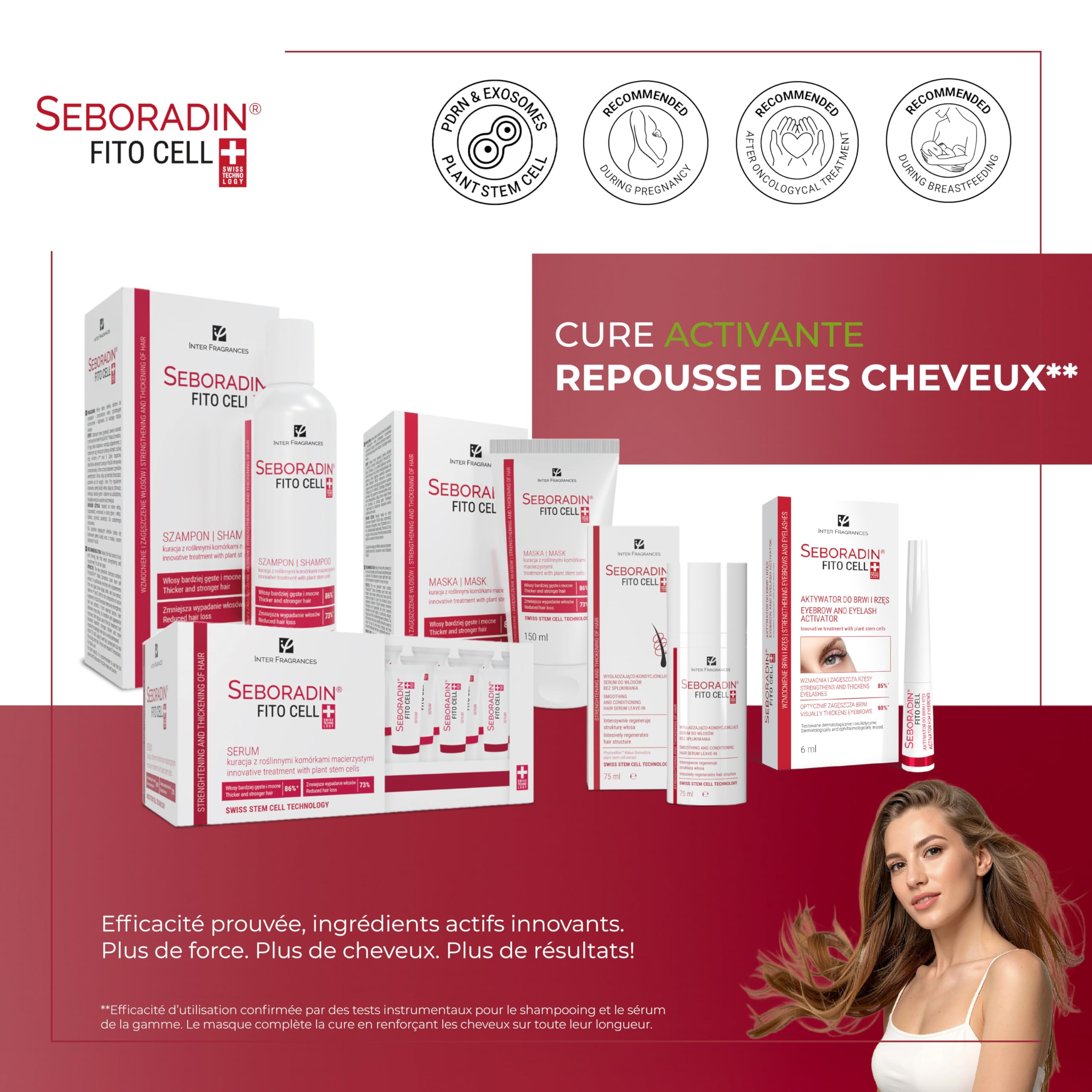 Seboradin, Sérum Fitocell anti-chute, garantissant la croissance des cheveux, cellules souches de technologie suisse Phytocelltec™ Malus Domestica, pour hommes et femmes