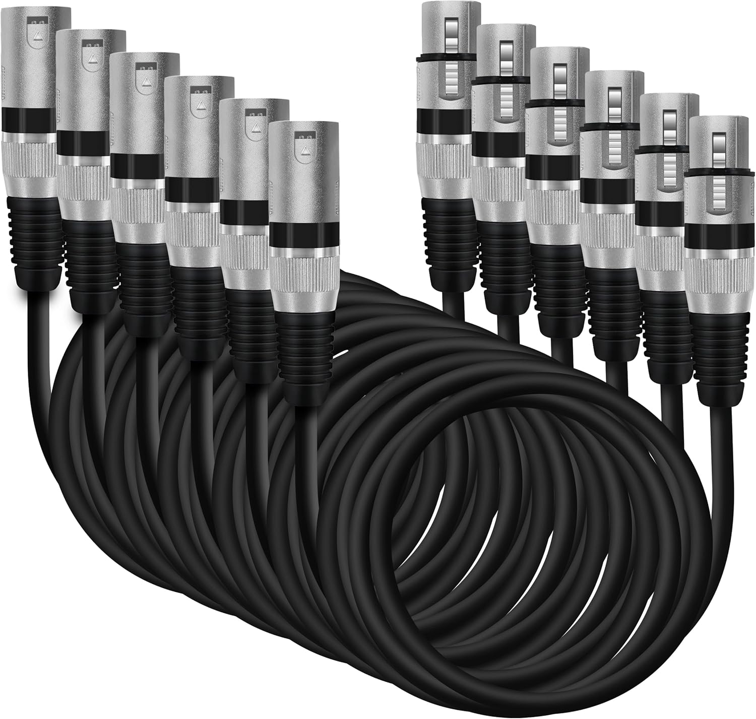 GearIT XLR to XLR Microphone Cable (15 Feet, 6Pack) XLR Male to Female