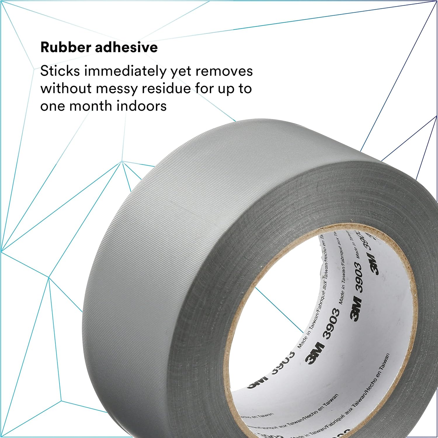 3M Vinyl Duct Tape 3903, Gray, 2 in x 50 yd, 6.5 mil, 1 Roll