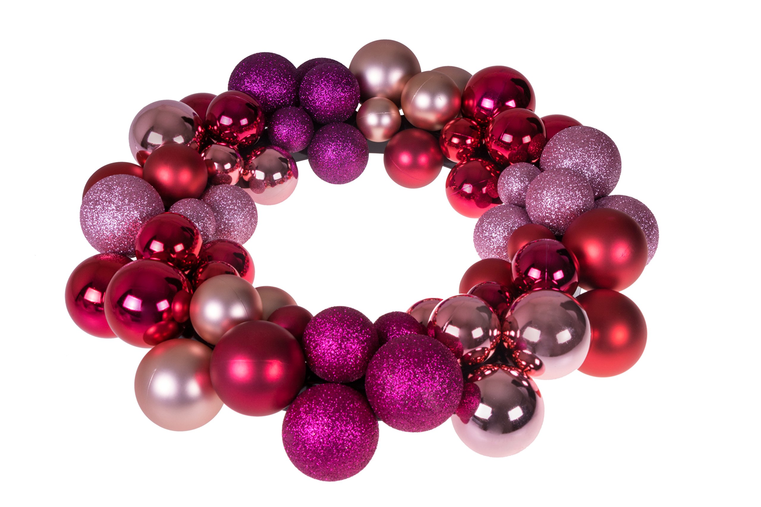 Clever Creations 13 Inch Artificial Christmas Wreath for Front Door Decor, Indoor and Outdoor Holiday Hanging Decoration, Pink and Purple Bulbs