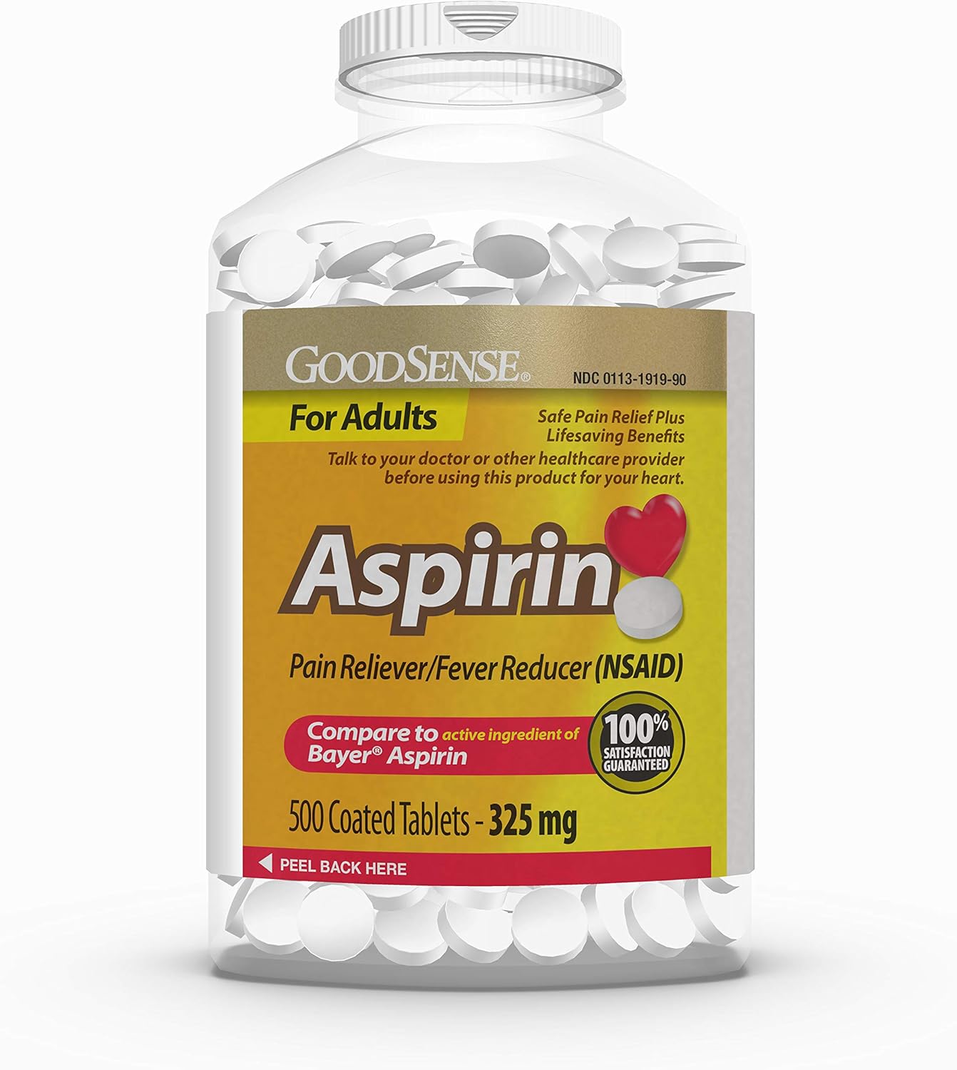 GoodSense Aspirin Pain Reliever & Fever Reducer (NSAID), 325 mg Coated Tablets, Temporarily Relieves Headache, Muscle Pain, Toothache, Menstrual Pain, Pain and Fever of Colds, Minor Pain of Arthritis : Health & Household