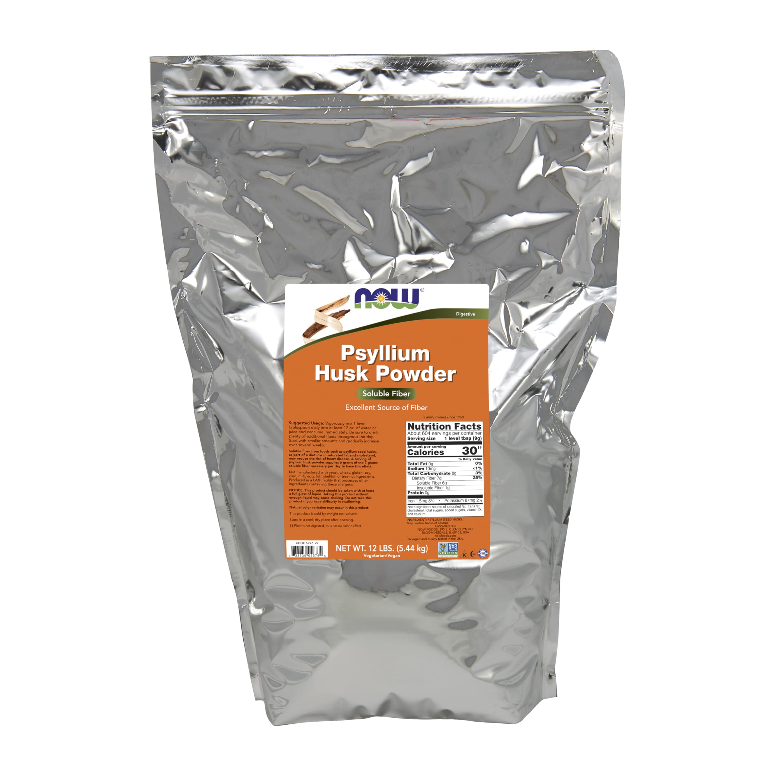 Suplementos NOW Foods, polvo de cáscara de psyllium, verificado por el Proyecto Sin OGM, fibra soluble, 5.5 kg