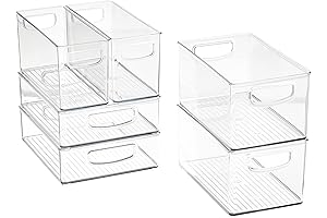 iDesign Stackable Plastic Clear Storage Bin For Kitchen, Fridge, Freezer, Pantry, Cabinet