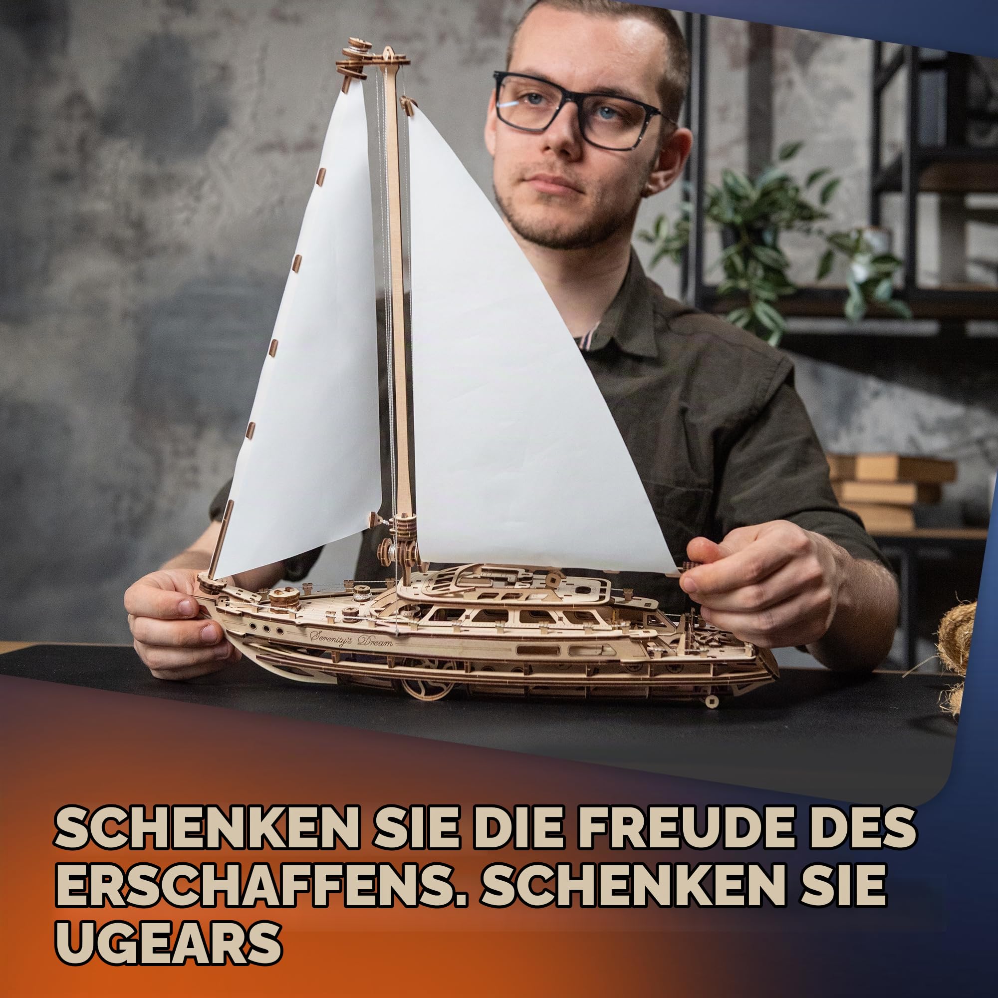 UGEARS Serenitys Traum Segelschiff Modellbausatz - Holzpuzzle Erwachsene 3D Schiff - Modellschiff Bausatz Holz - Segelboot Deko & Modellbau Schiff für DIY Liebhaber - 3D Puzzle Holz Erwachsene Bausatz