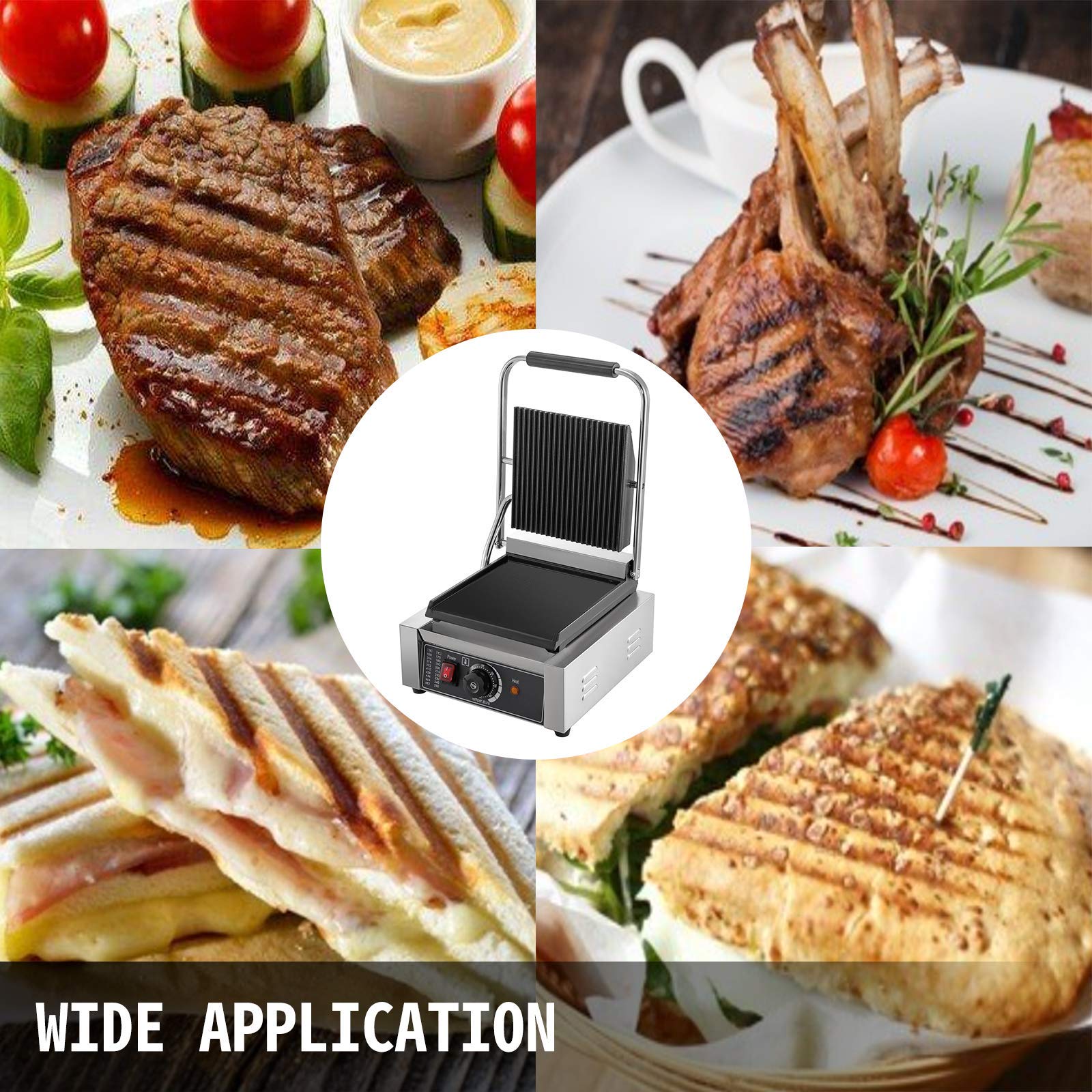 Komercyjna Prasa Panini Grill Elektryczna Prasa Do Kanapek Grill 1800 W Prasa Do Kanapek Toster Pojedyncze Głowice Prasa Do Grilla Panini Toster Komercyjna Maszyna Do Kanapek Do Kuchni