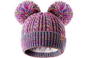 Toddler Hat Winter Girls Warm Knitted Hat with Pom Pom