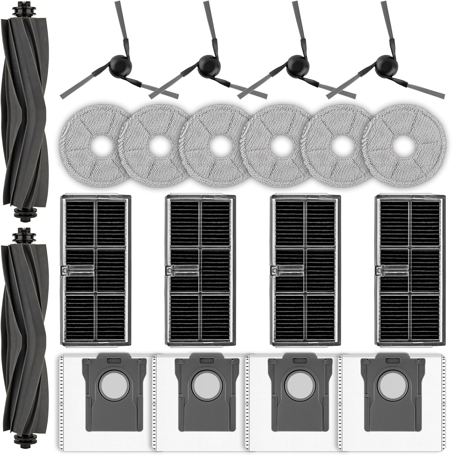 (20 Pack) Replacement Parts Compatible with Mova E40 Ultra Robot Vacuum Cleaner, 2 Roller Brushes, 6 Mop Pads, 4 HEPA Filters, 4 Dust Bags, 4 Side Brushes, E40 Ultra Accessories Kit