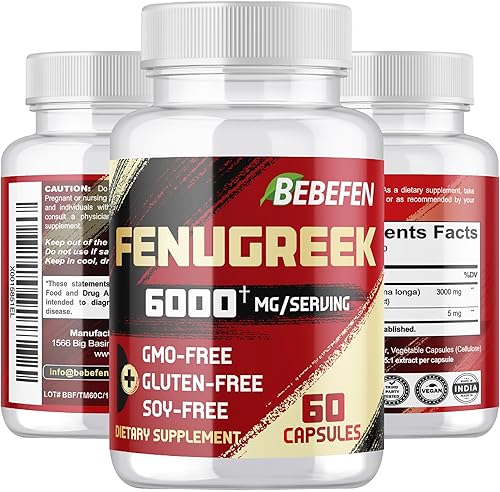 BEBEFEN Cápsulas de fenogreco 6000 mg - Suplemento dietético para la digestión, la salud de la mujer y el bienestar general - Vegetariano, sin OMG