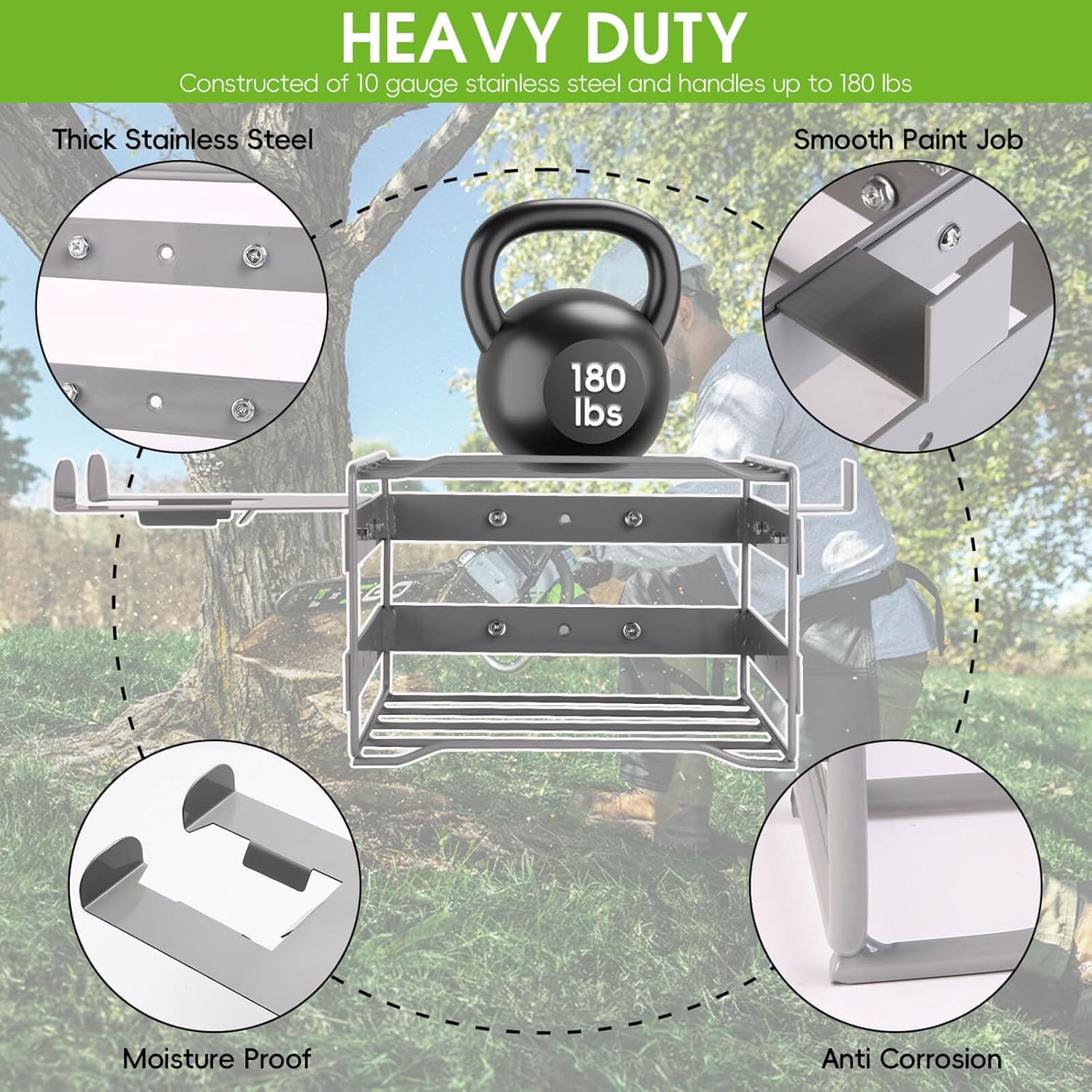 Power Tool Organizer Wall Mount - Heavy Duty Weed Eater Hanger for Garage Organization, Cuboid Garage Storage Rack for EGO Leaf Blower, Trimmer, Chainsaw, Edger, Battery, Charger, 180lbs Load Capacity