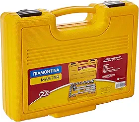 Tramontina 43610022, Maleta Soquetes Sextavado e Acessórios Encaixe 1/2, 22 Peças em Aço, Amarelo