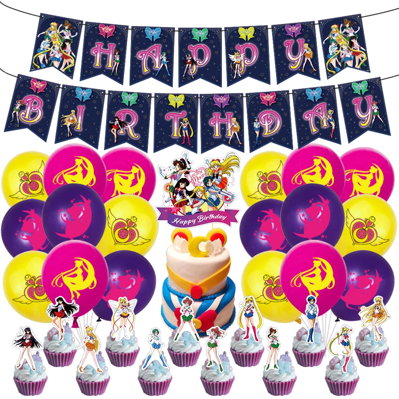 Buy Girl Birthday Party Decorations simyron Sailor Moon Birthday