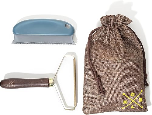 Pascal Removedor de pelusa portátil Afeitadora de tela de cepillo reutilizable de doble cara rodillo de metal para mascotas para alfombra y sofá El