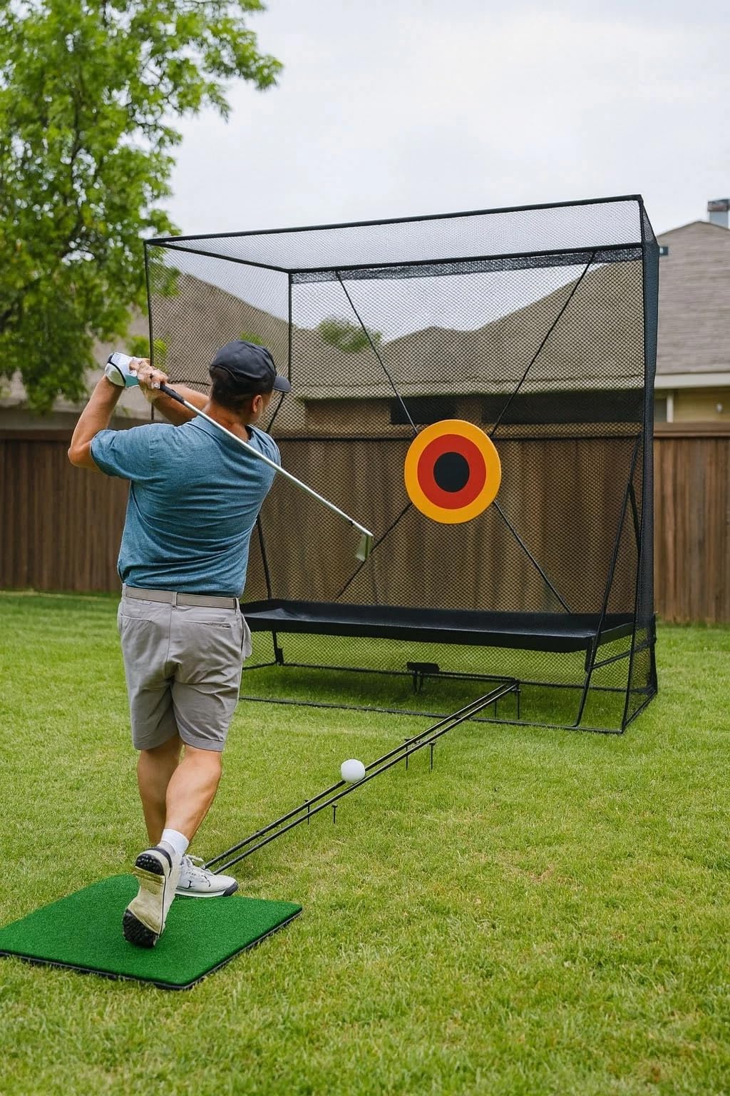 Red de Entrenamiento de Golf, con Objetivos de Impacto, trayectoria de Retorno y Alfombrilla de Pelotas, para Interior y Exterior, 2,4x2,8m