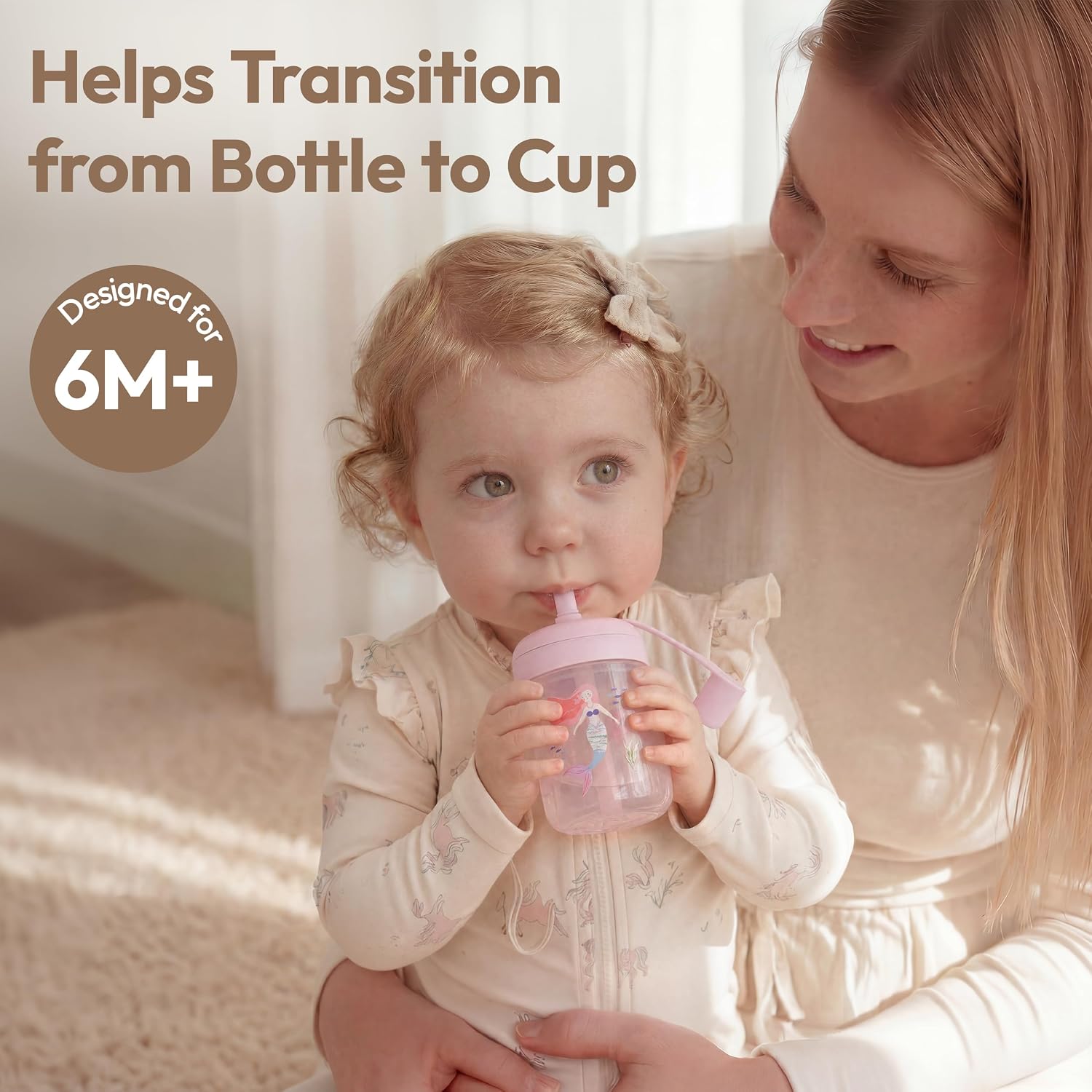 Moonkie Silicone Baby Straw Cup with Lid - Toddler Sippy Cup with Straw & Spill-Resistant Water Cup for Baby-Led Weaning - BPA-Free Dishwasher Safe Training Cup - 6 Months+, 5 oz, 2-Pack