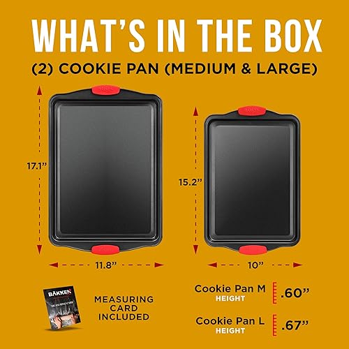 Miniatura 6 de Juego de 2 piezas antiadherentes de acero al carbono para horno, bandejas para hornear de cocina de calidad profesional, PFOA, PFOS, PTFE sin PTFE,