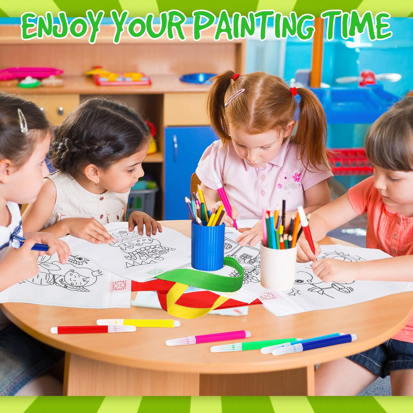 Borsette da Colorare Bambini 12 pezzi di Sacche da Colorare per Bambini