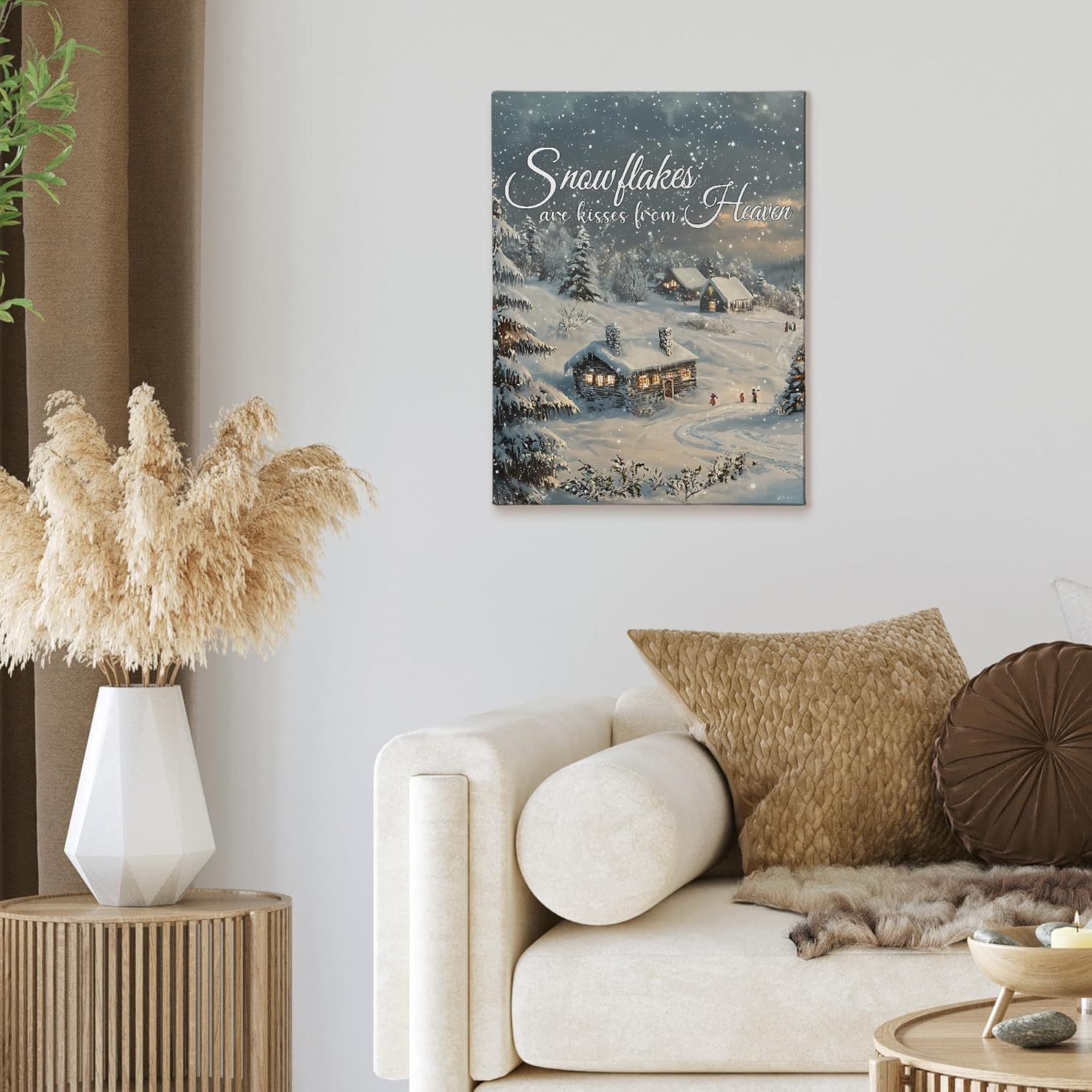 XINCEYWJ Vintage Winter Christmas Wall Art Decor, Farmhouse Christmas Canvas Art Prints Framed, Rustic Winter Cozy Xmas Holiday Pictures Wall Decorations for Home Bedroom Living Room, 11x14 Inches - Image 2