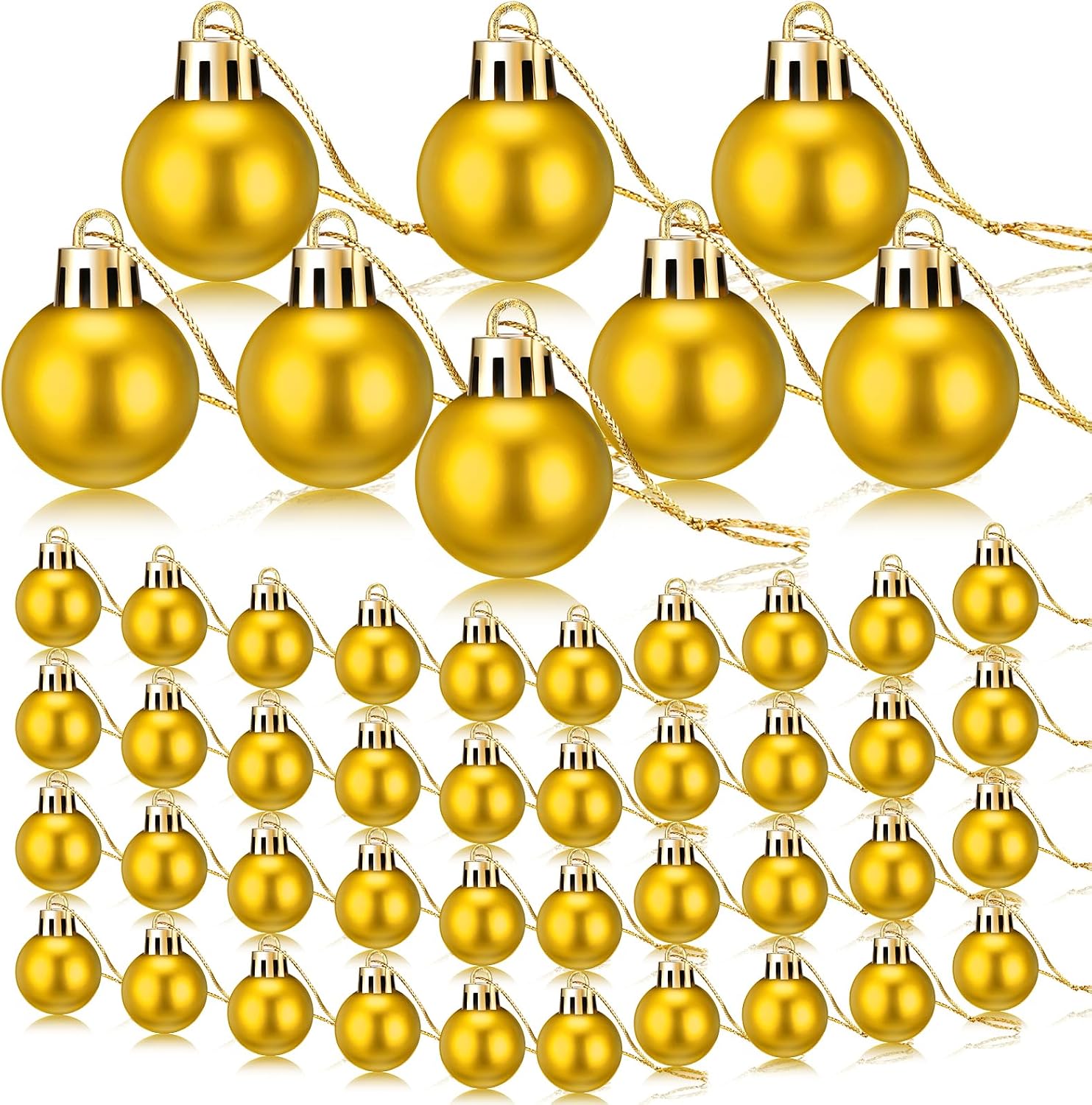 Sumind 48 Pieces Christmas Ball Ornaments Mini Matte Multicolor Hanging Ornament Xmas Ball Tree Miniature Decorations for Christmas Tree Party Decor(1 Inch,Gold)