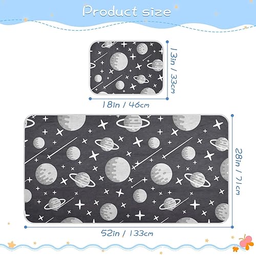 Miniatura 2 de Space Planets - Almohadilla para cama de bebé con funda de almohada, de seda helada, transpirable, colchoneta de juego para niños pequeños para