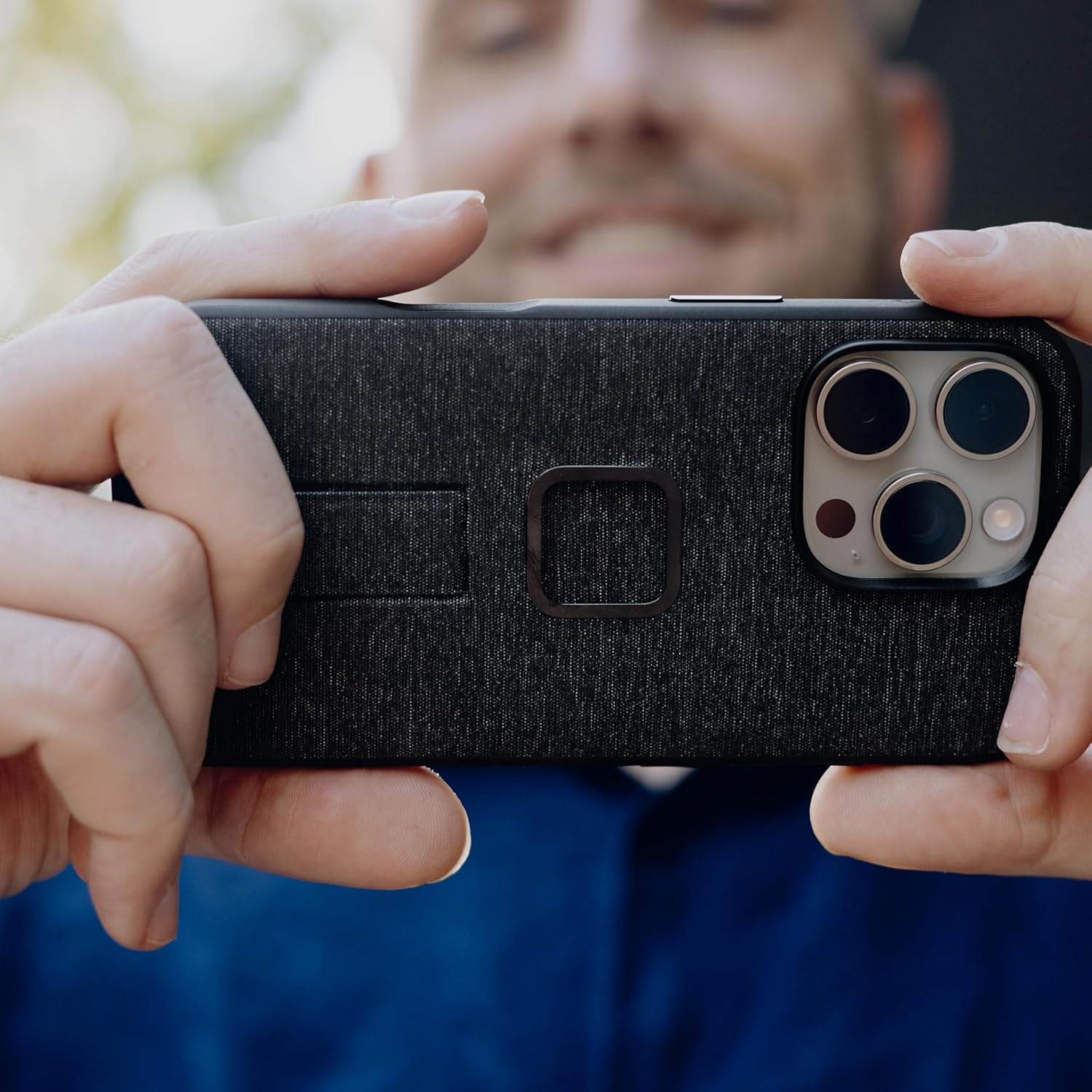 Peak Design Mobile Everyday Loop Case for iPhone 16 Pro, Charcoal, with Loop, Slim Profile, Drop Protection, Weatherproof Fabric Shell, SlimLink Connects to Mobile Mounts & Gear Gray