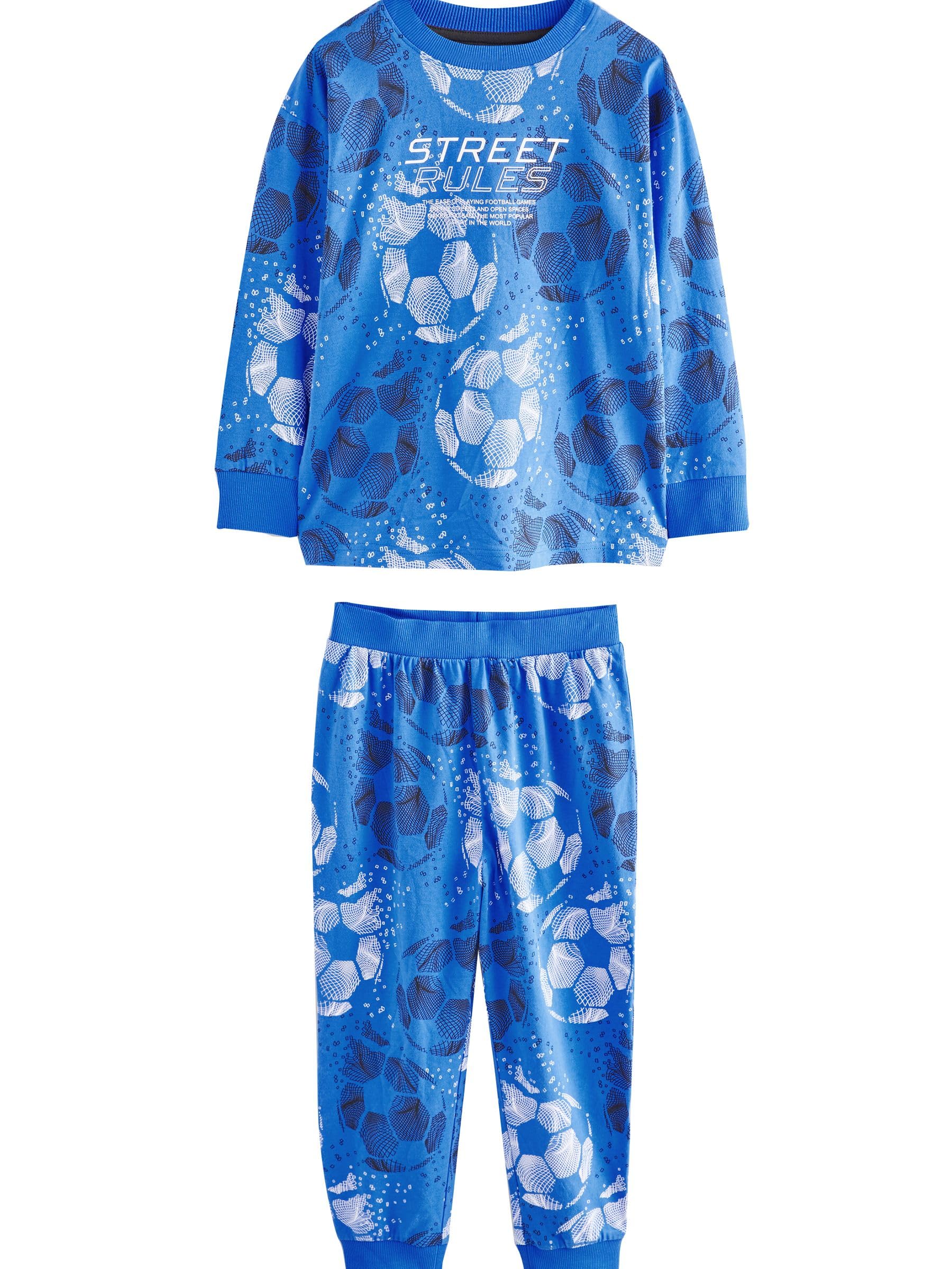 NEXT Garçon Football Pyjamas à Manches Longues, Lot de 2 | Coupe standard, Taille mi-haute, 100 % coton