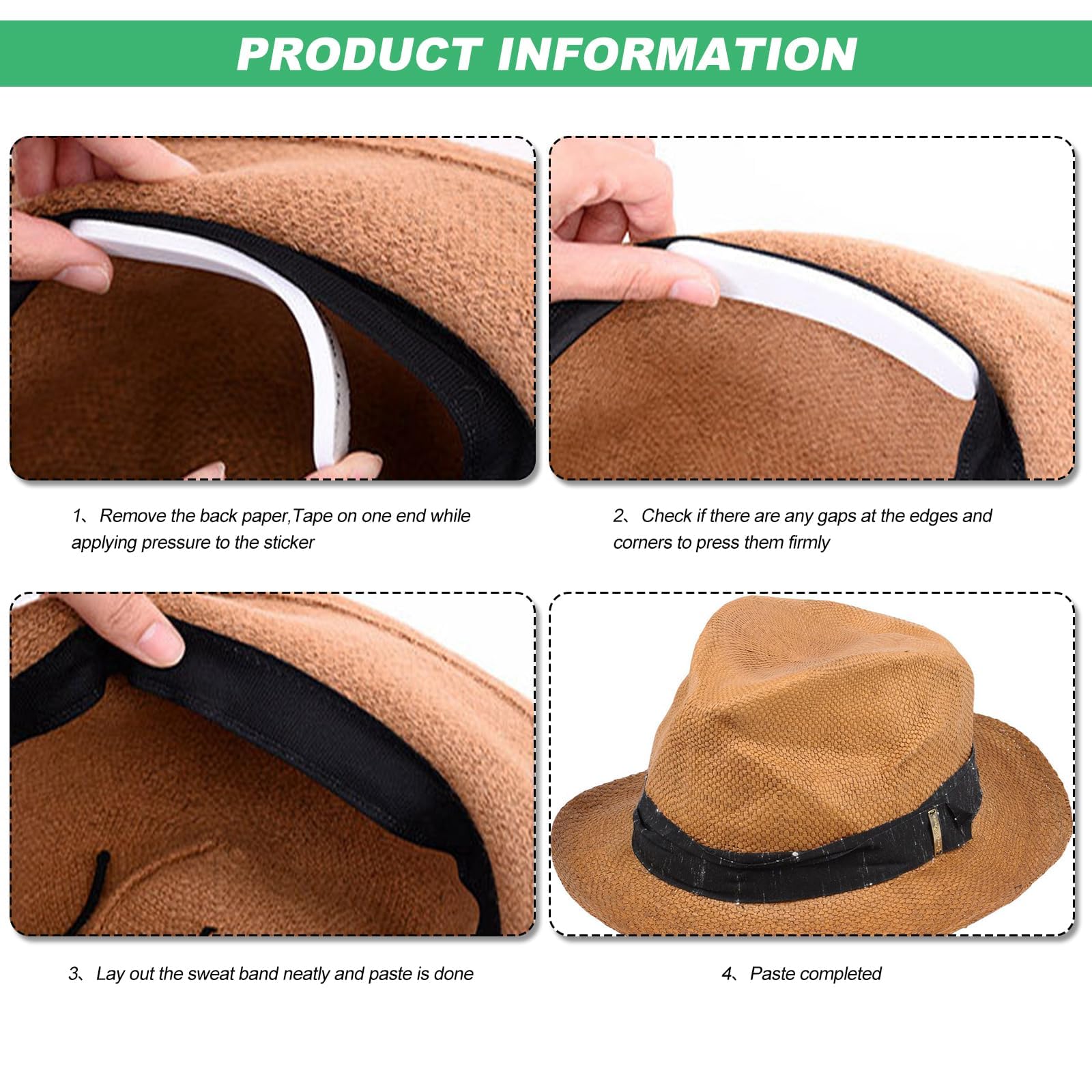 100 Stück Hut Schweißschutz Einlagen - Selbstklebend 25x3,8cm