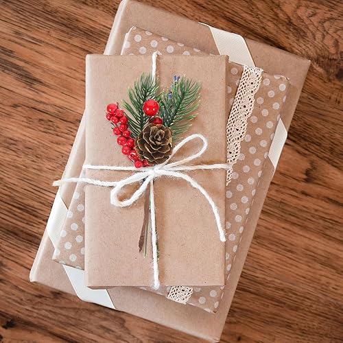 Miniatura 4 de 10 piezas de piñas de pino de Navidad, bayas rojas, tallos de bayas falsas, ramas de piñas para manualidades, guirnalda de árbol de Navidad, corona