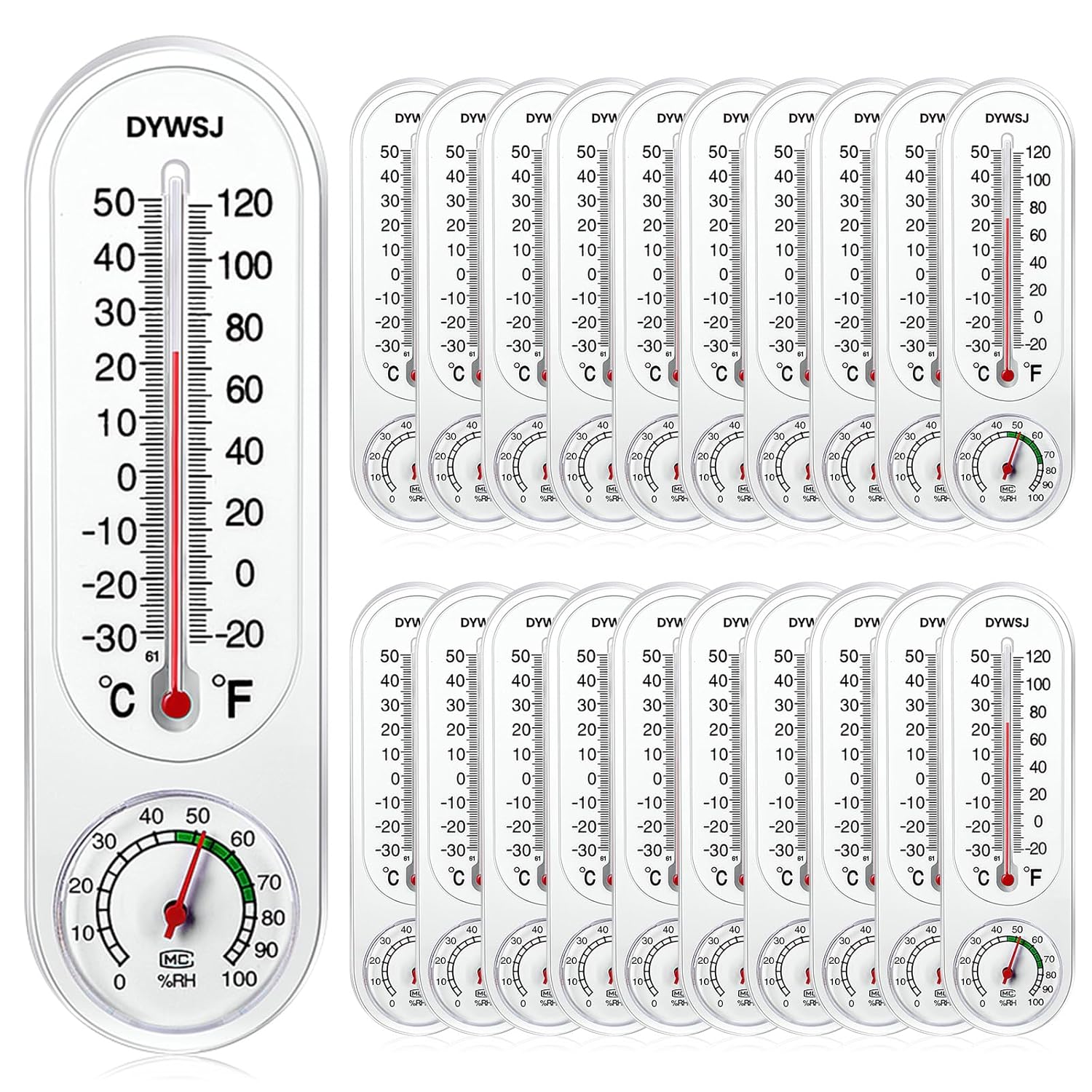 20 Pcs Indoor Outdoor Thermometer Hygrometer with Celsius/Fahrenheit (℃/℉) Wall Thermometer Humidity Gauge Meter Monitor with for Room Patio Greenhouse Cellar Field Cellar Garden Closet