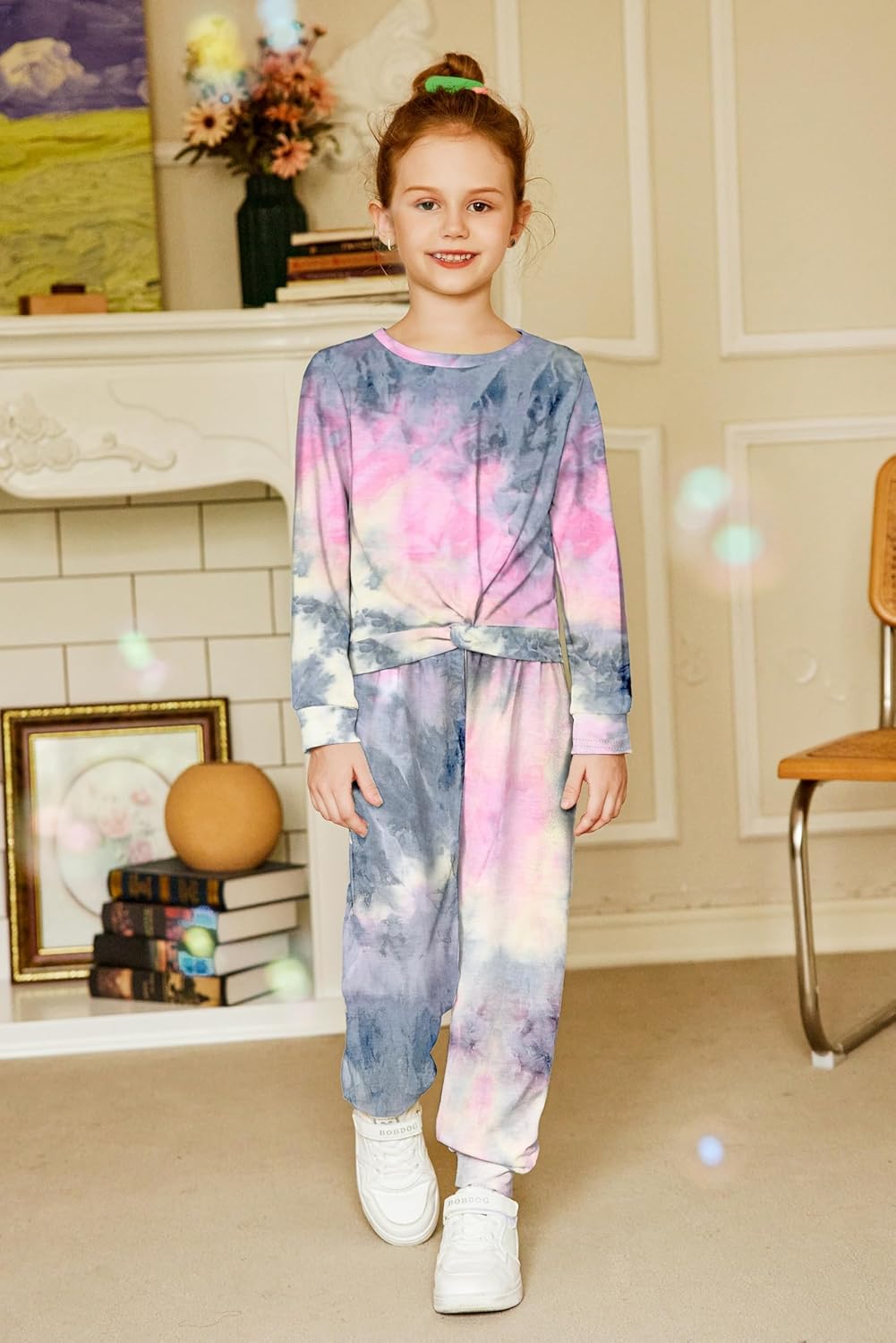 Arshiner Girls 2 Piece Outfits Fashion Twist Front Tracksuit Long Sleeve Pullover Sweatshirt Sweatpants Jogger set Sweatsuit - Image 2