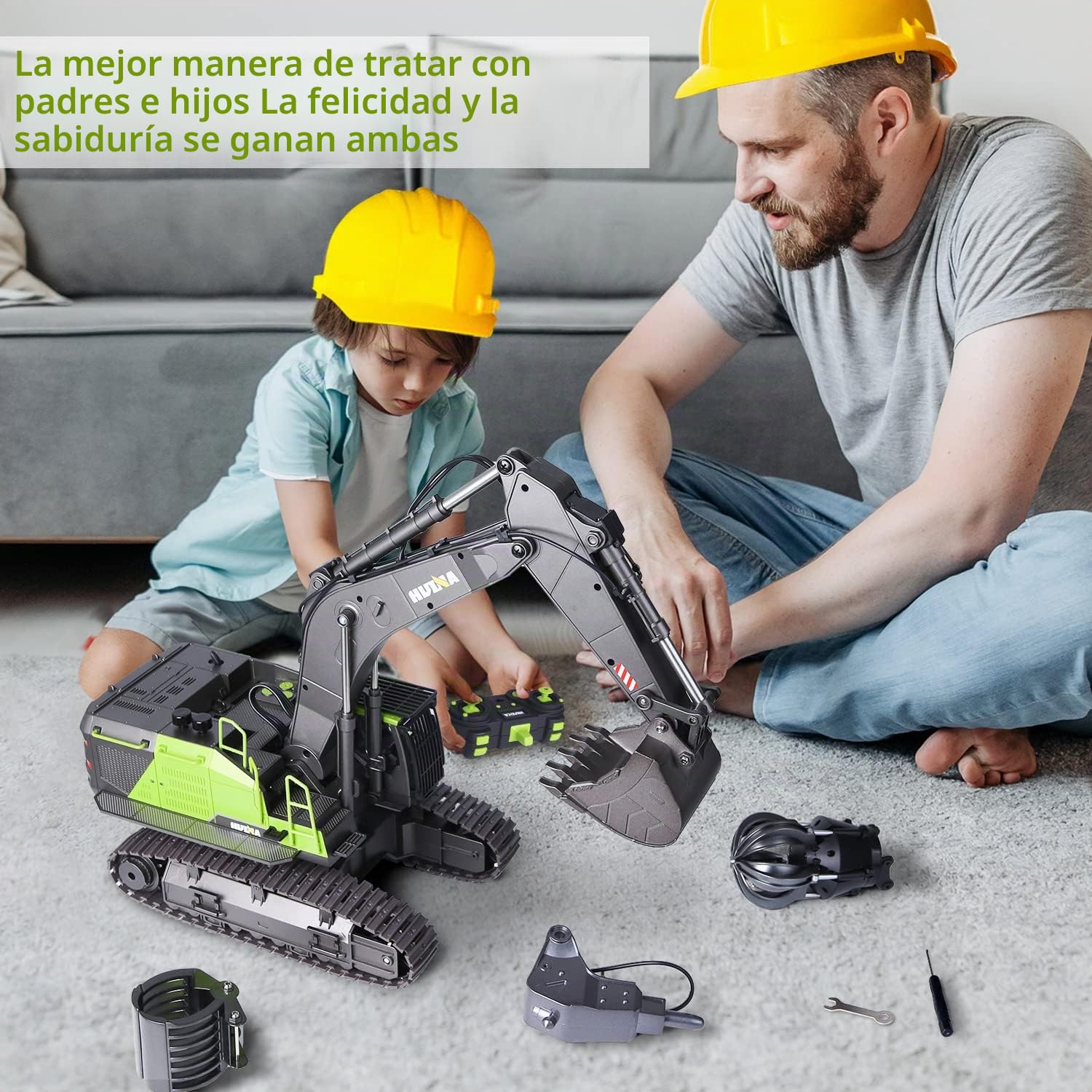 1:14 Excavadora Juguete Grande, 22 Canales Escavadoras Juguetes con todas las funciones, Excavadora Teledirigido RC +2 Baterías+3 Accesorios, Juguetes RC Pala, Gruas de Juguetes Niño 4 6 8 10 14+ Años