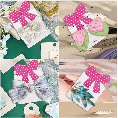 Miniatura 5 de 100 tarjetas de exhibición de clip para el cabello con lazo, rectangular, papel de cartón, lazo para el pelo, clip para el cabello, soporte para