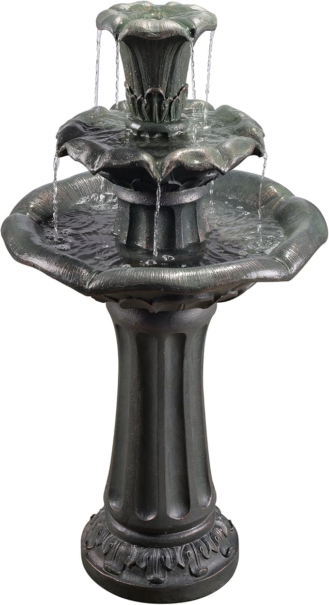 Teamson Home Garden Water Feature, Outdoor 3 Tier Water Fountain with